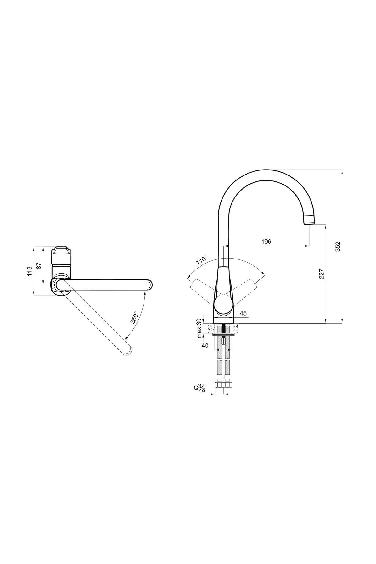 MARE DÖNER EVİYE BATARYASI KROM 410200502500