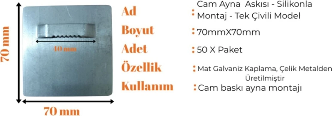 Uv Baskı Cam Ayna Mdf Askısı - Silikonla Bant Yapışkanla Montaj 5li