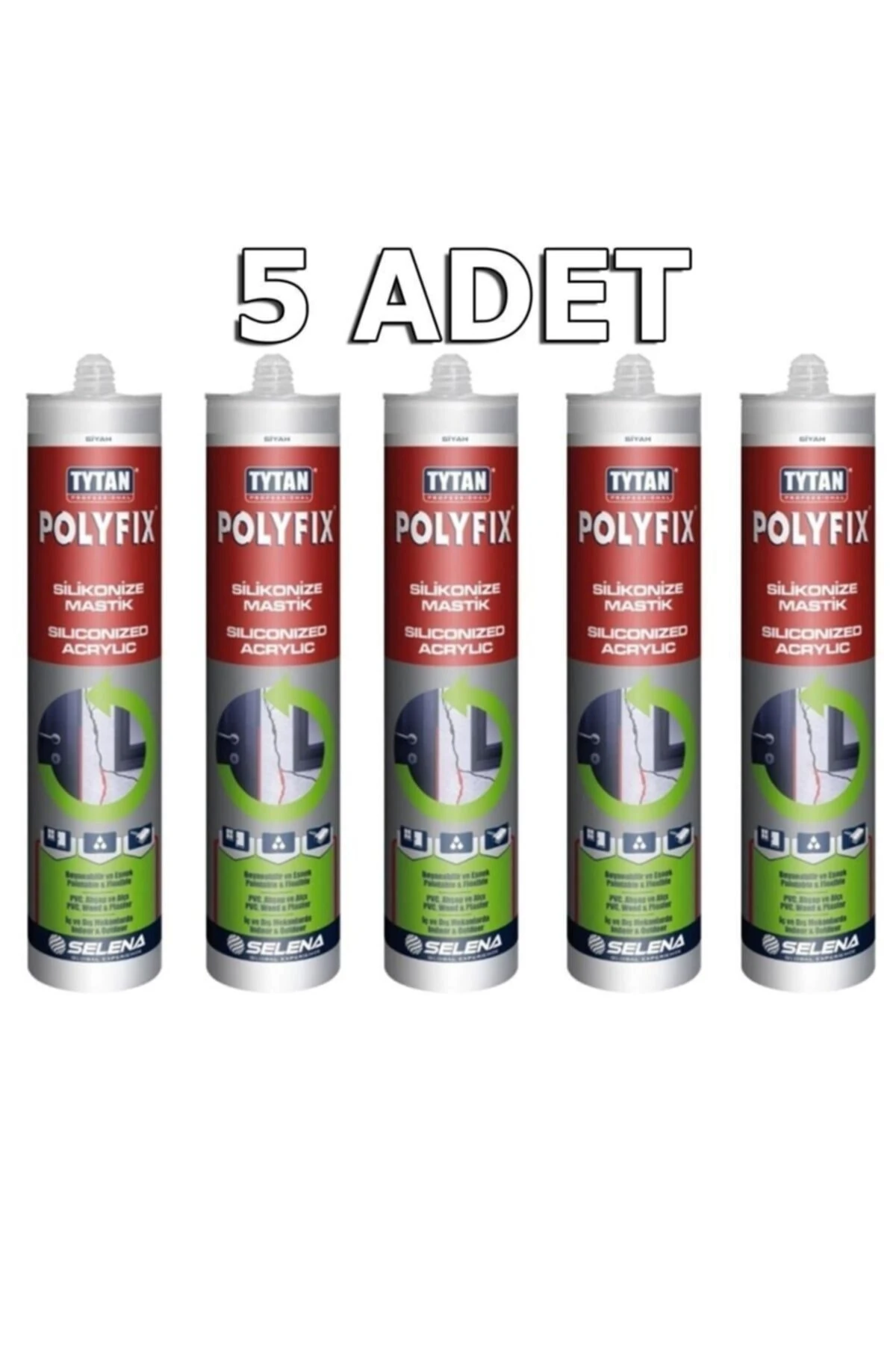 Beyaz Silikonize Mastik Tavan Kaplama Yapıştırıcısı 5 Adet