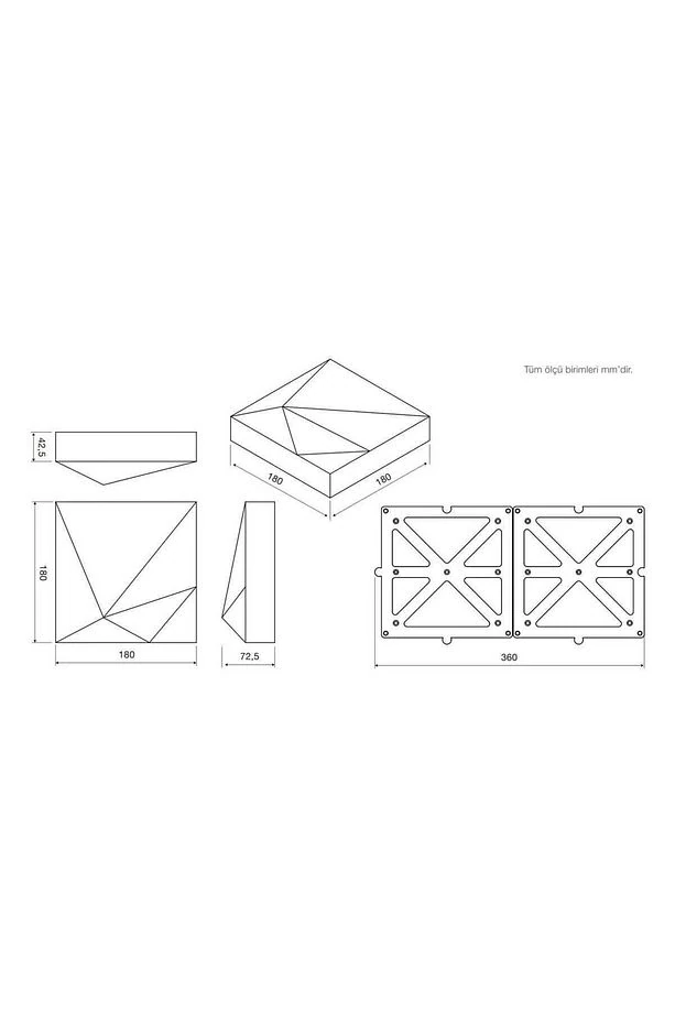 Penta 3 Boyutlu Dekoratif Duvar Paneli (1M2) (-ALTIN-)