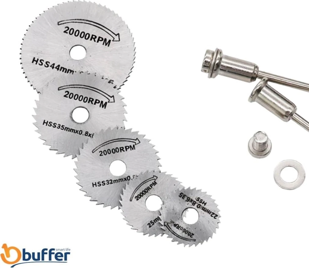 Metal 6 Parça Mini Matkap Ucu Ahşap Kesme Yuvarlak Çelik Bıçak Disk Testere Seti Kiti