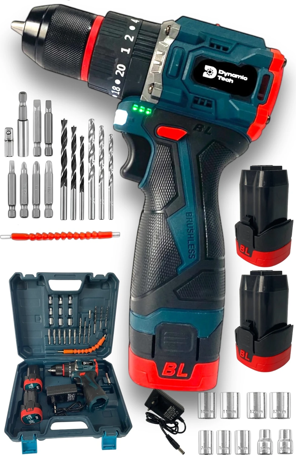 Kömürsüz Darbeli Şarjlı Matkap Lion Armut Batarya Metal Şanzıman Çift Akülü Vidalama Setli