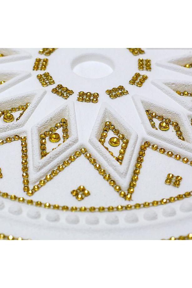 Taşlı Baklava Desenli Stropiyer Tavan Göbeği - 40 Cm - Altın Sarı