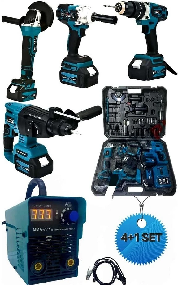 4+1 Set Akülü Ultra 4lü Set ve MMA777 Turbo Çanta Kaynak Makinesi EEA418