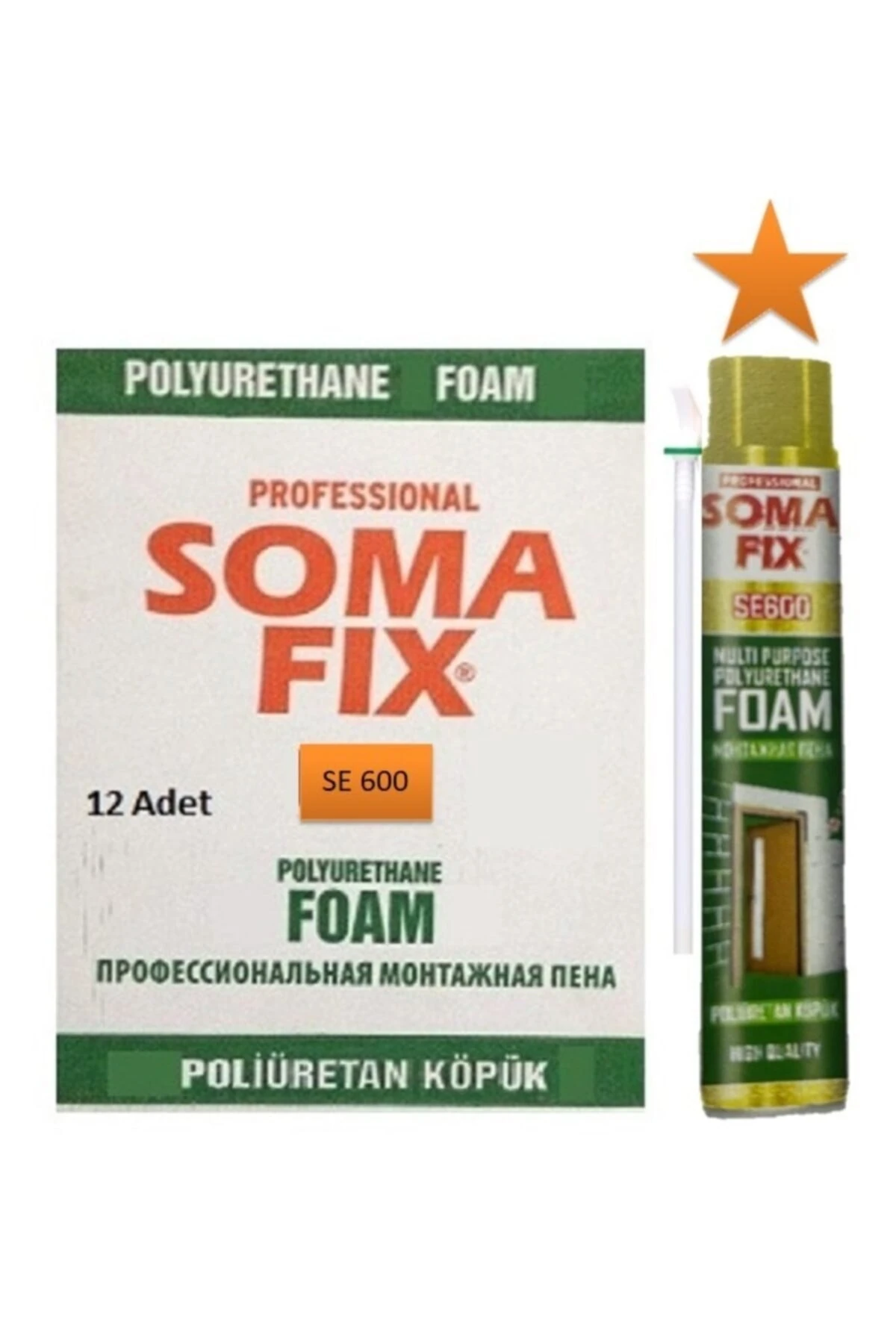 12 Adet 600 Gr Sosfix Poliüretan Köpük Kapı Pencere Ekonomik Montaj Köpüğü