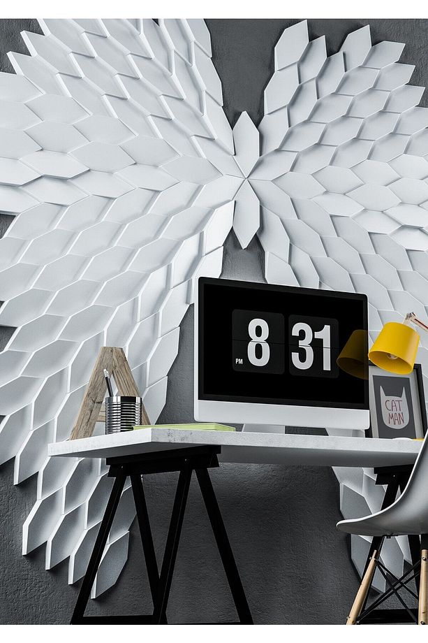 3 Boyutlu Dekoratif Duvar Paneli (1M2) (-BEYAZ-)