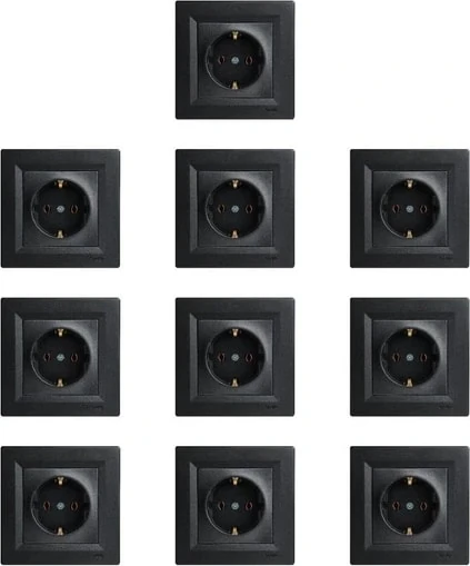 - Asfora – Çocuk Korumalı Topraklı Priz, 16A – Antrasit