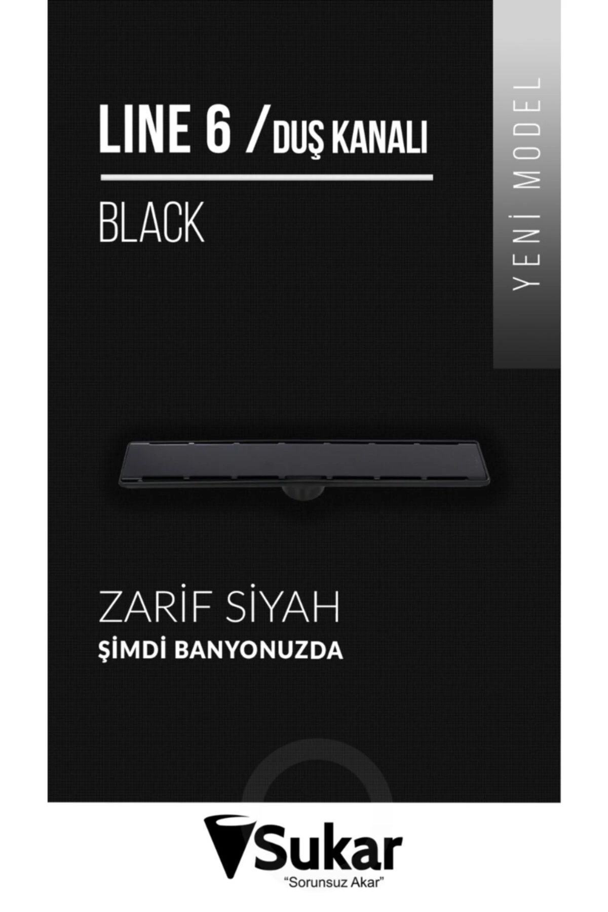 Lıne/6 60 Cm Siyah Plain Izgara, Lineer Duş Kanalı