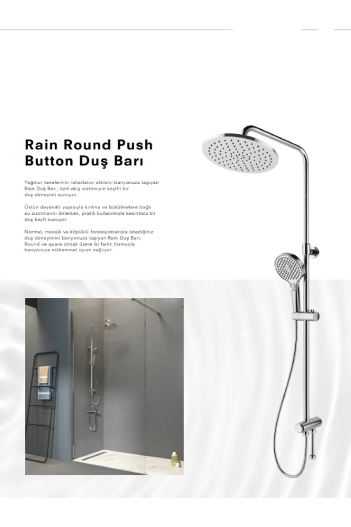 RAIN ROUND PUSH BUTTON DUŞ BARI 410200505213