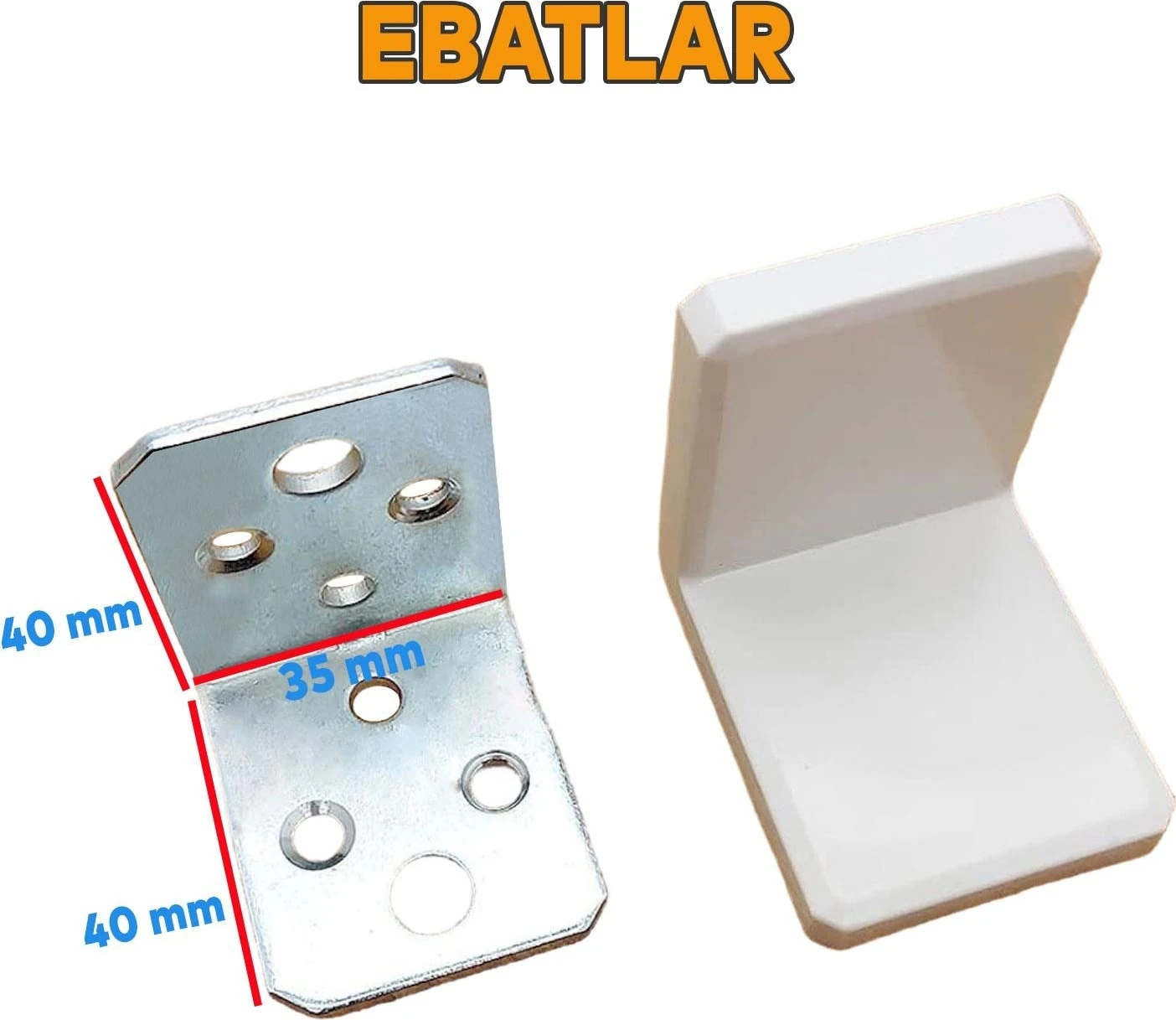 (10 Adet) Mobilya Dolap Askı Elemanı Montaj Bağlantı Sabitleme Sabitleyici Demiri Beyaz 40X40X35 mm