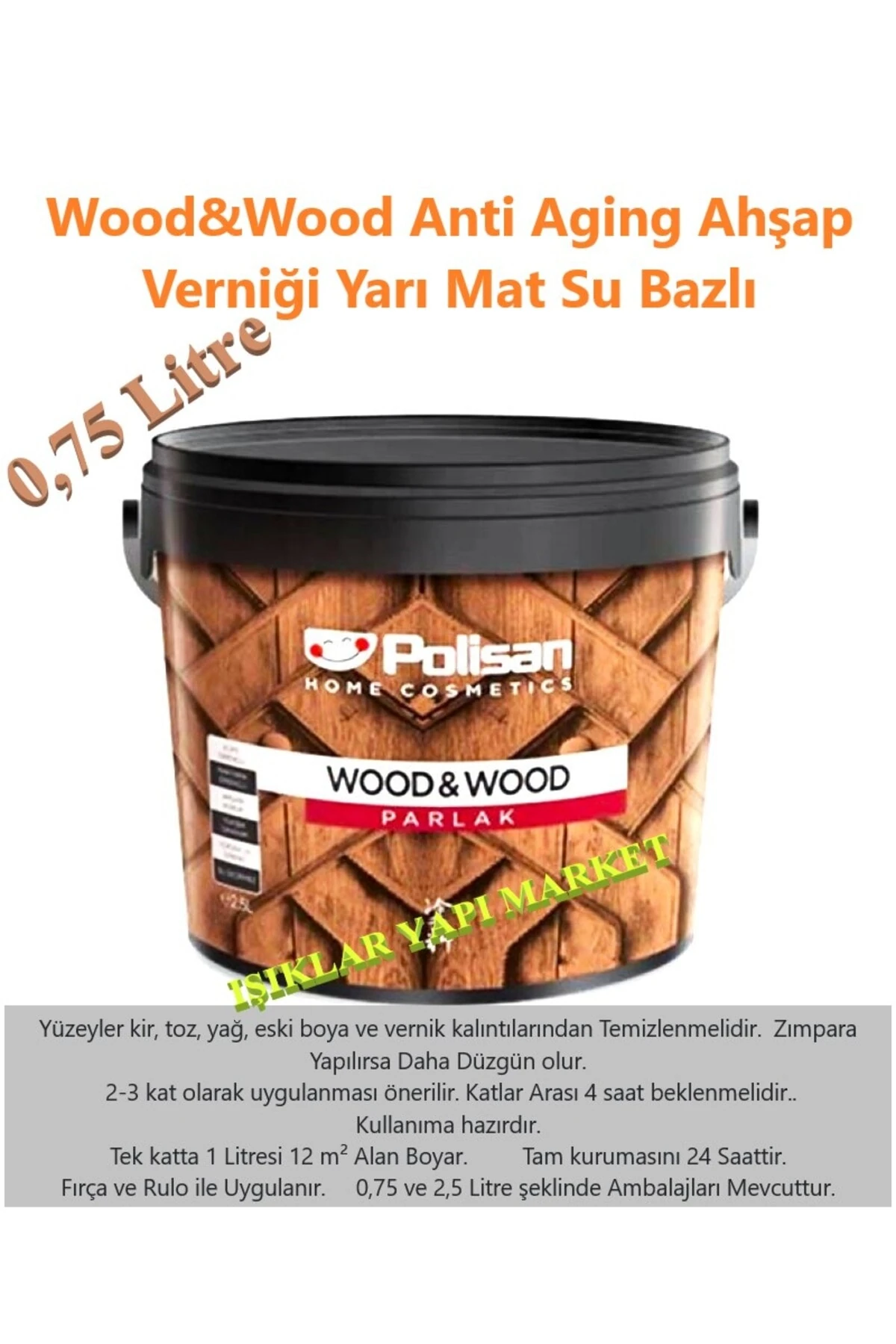 Wood&w-antiaging-ahşap Verniği-yarı Mat-su Bazlı-0,75litre (0,850KG.)-175-maun
