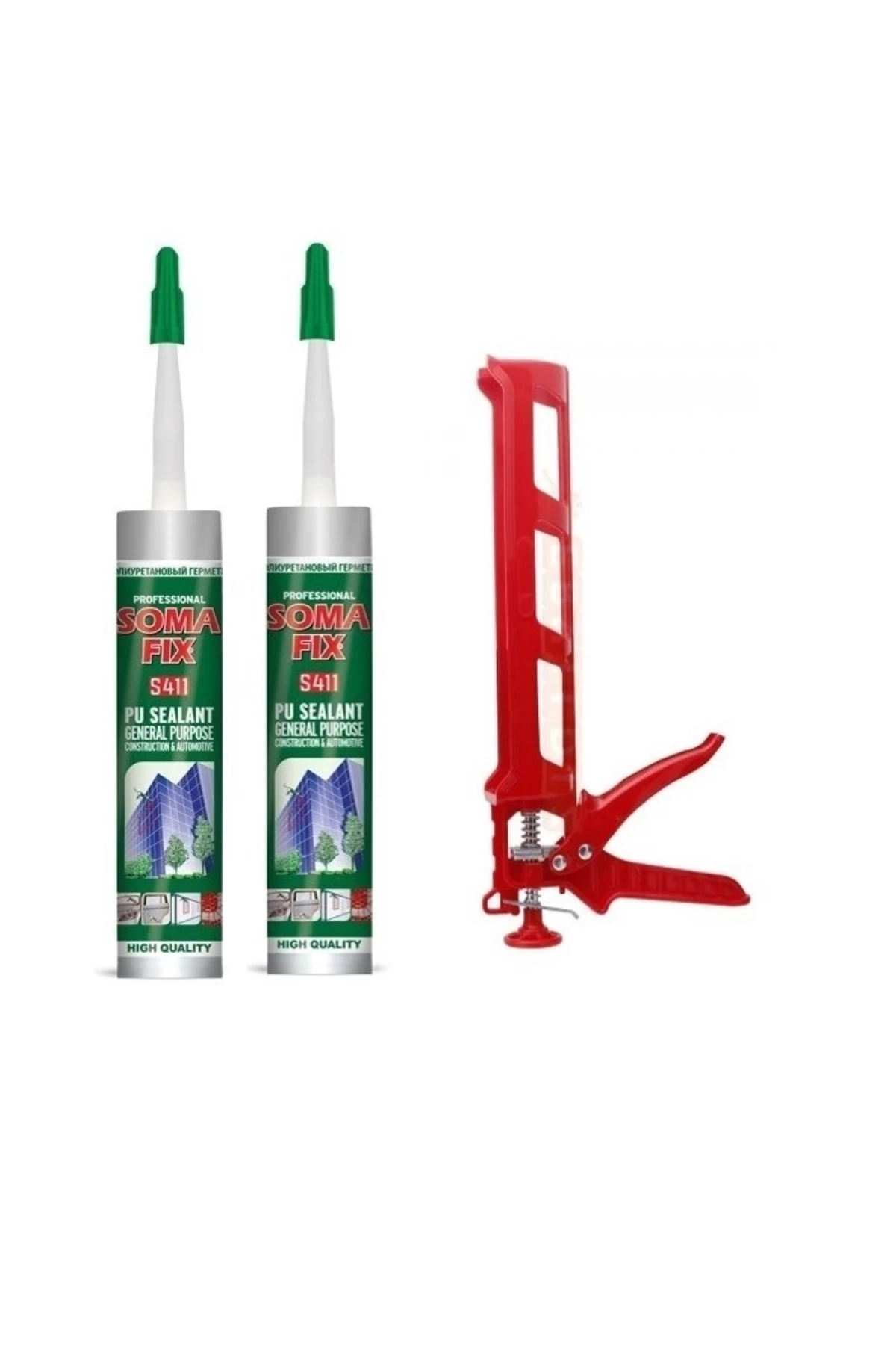 Beyaz Poliüretan Mastik Oto Mastik Silikon Tabancası Seti