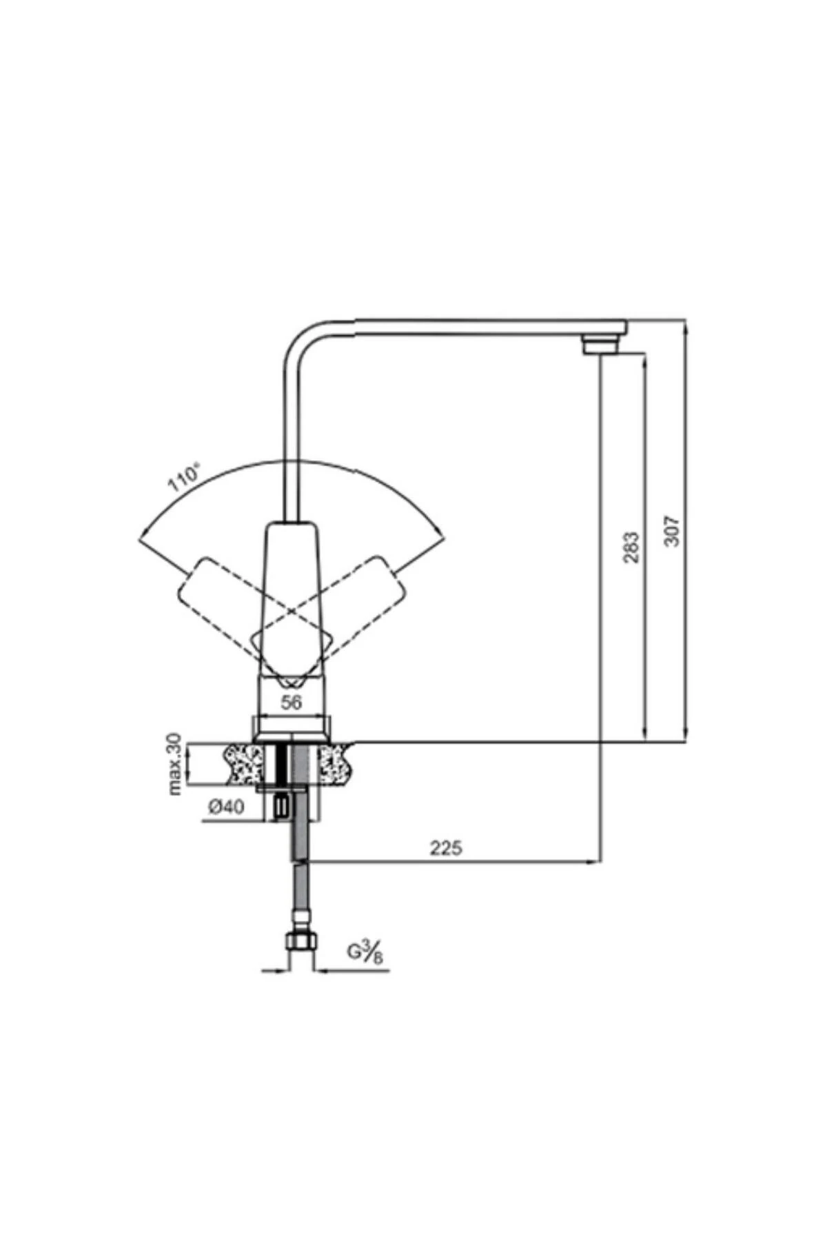 BASICS DİKDÖRTGEN BORULU EVİYE BATARYASI KROM