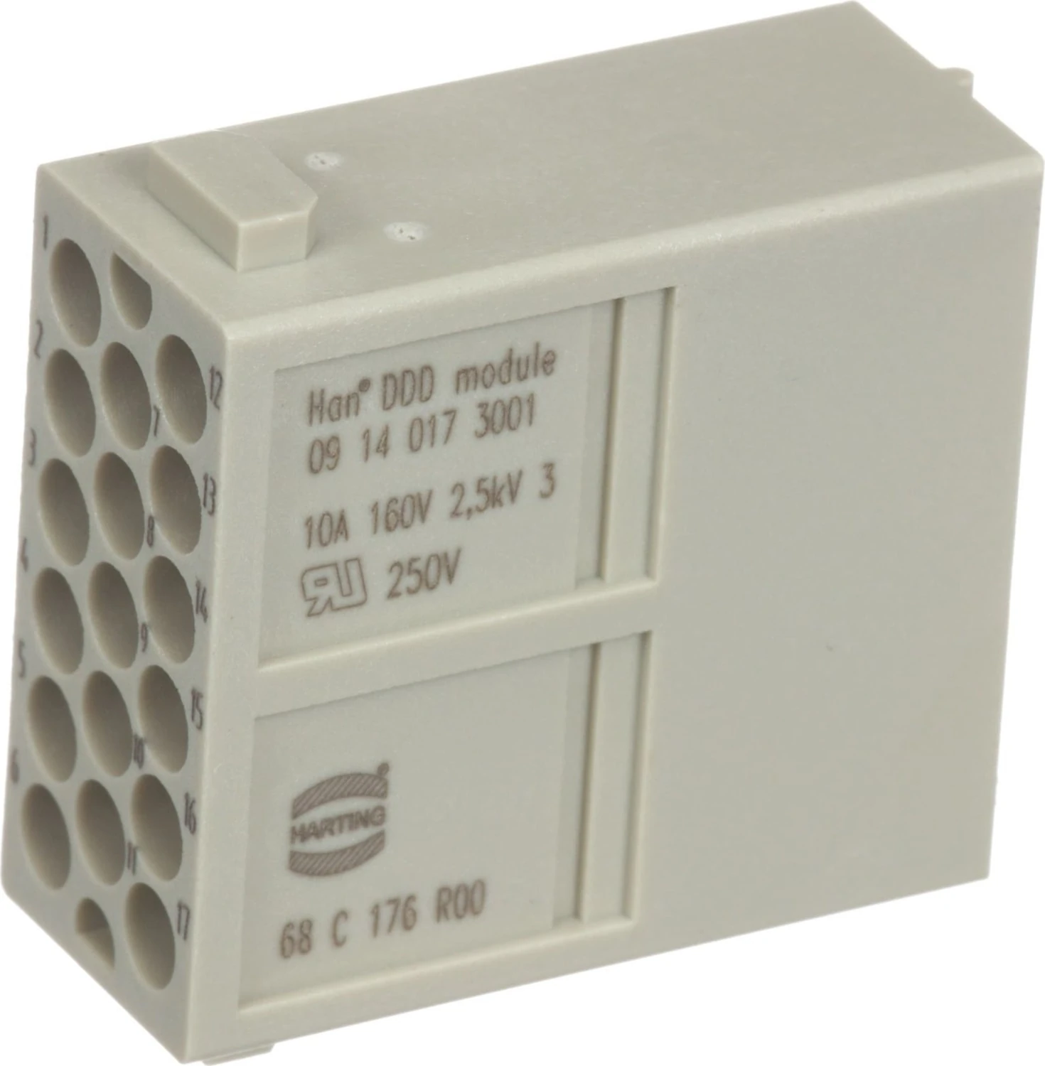 09140173001 -  Han-Modular Serisi Modül, 17 Kontaklı, 3 Sıralı, Erkek