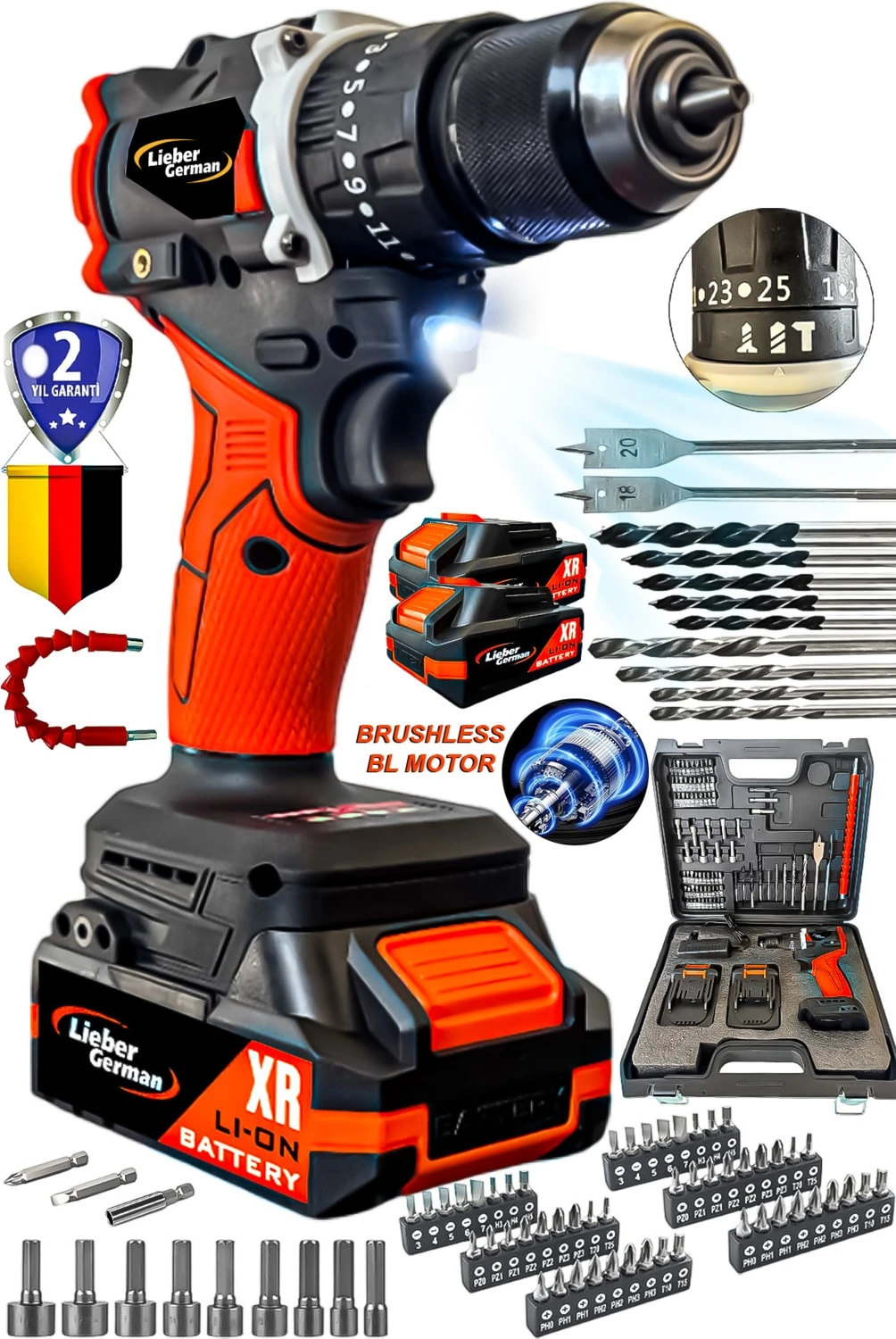 Teknoloji 21 V Darbeli Kömürsüz Bl Motor 82 Parça Akülü Şarjlı Darbeli Vidalama Matkap