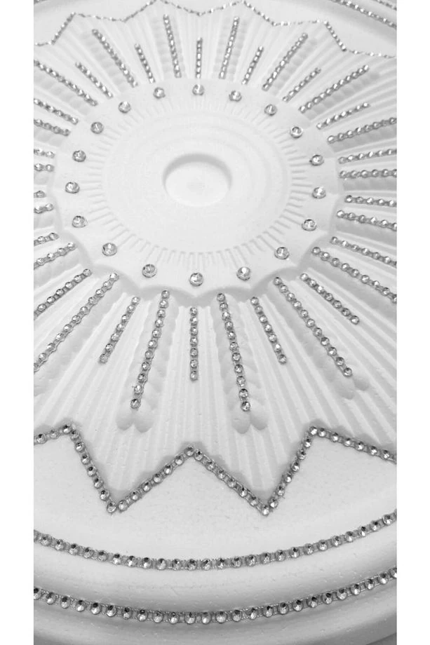 Buğday Desenli Stropiyer Taşlı Tavan Lamba Göbeği -50 Cm- Gümüş Renk