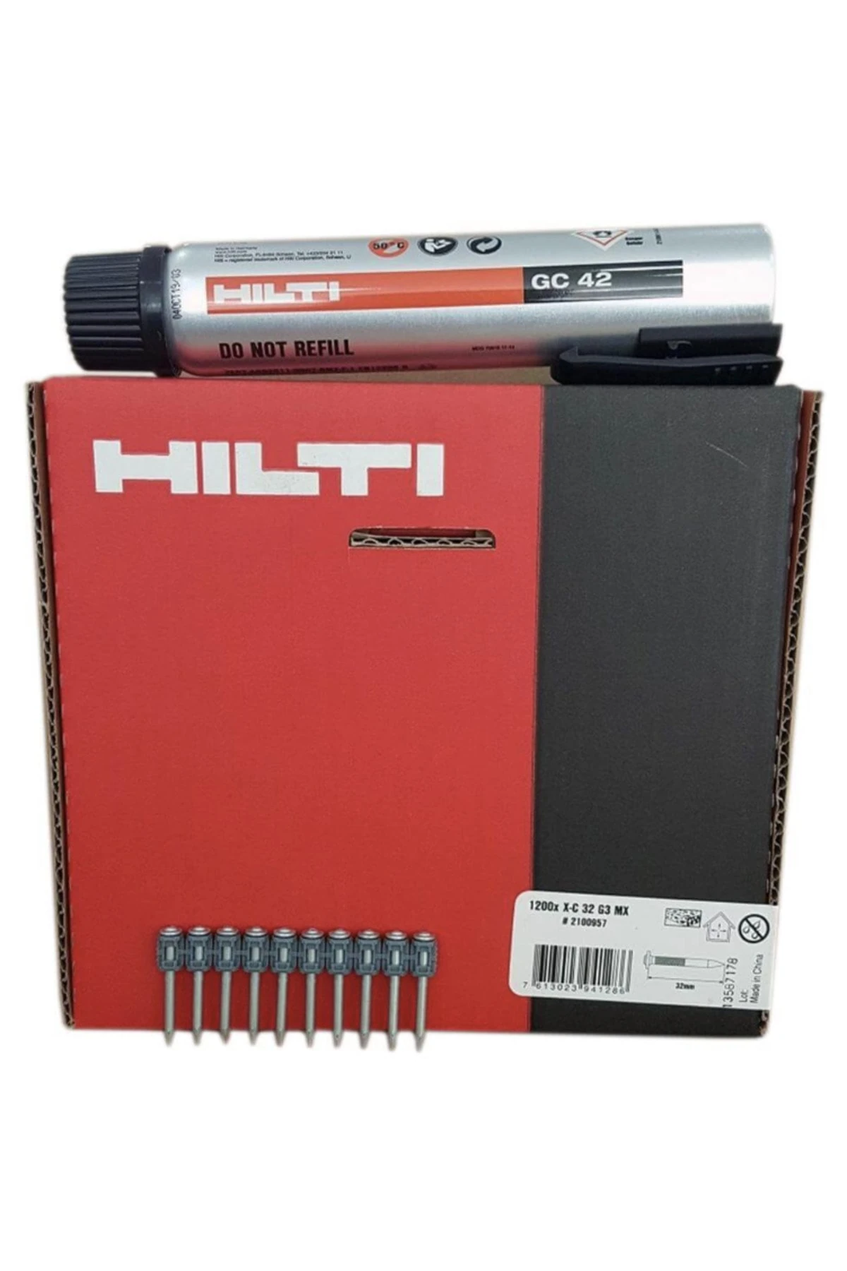 HILTİ 32 MX ÇİVİ 1200 ADET + GAZ TÜPÜ GC 42