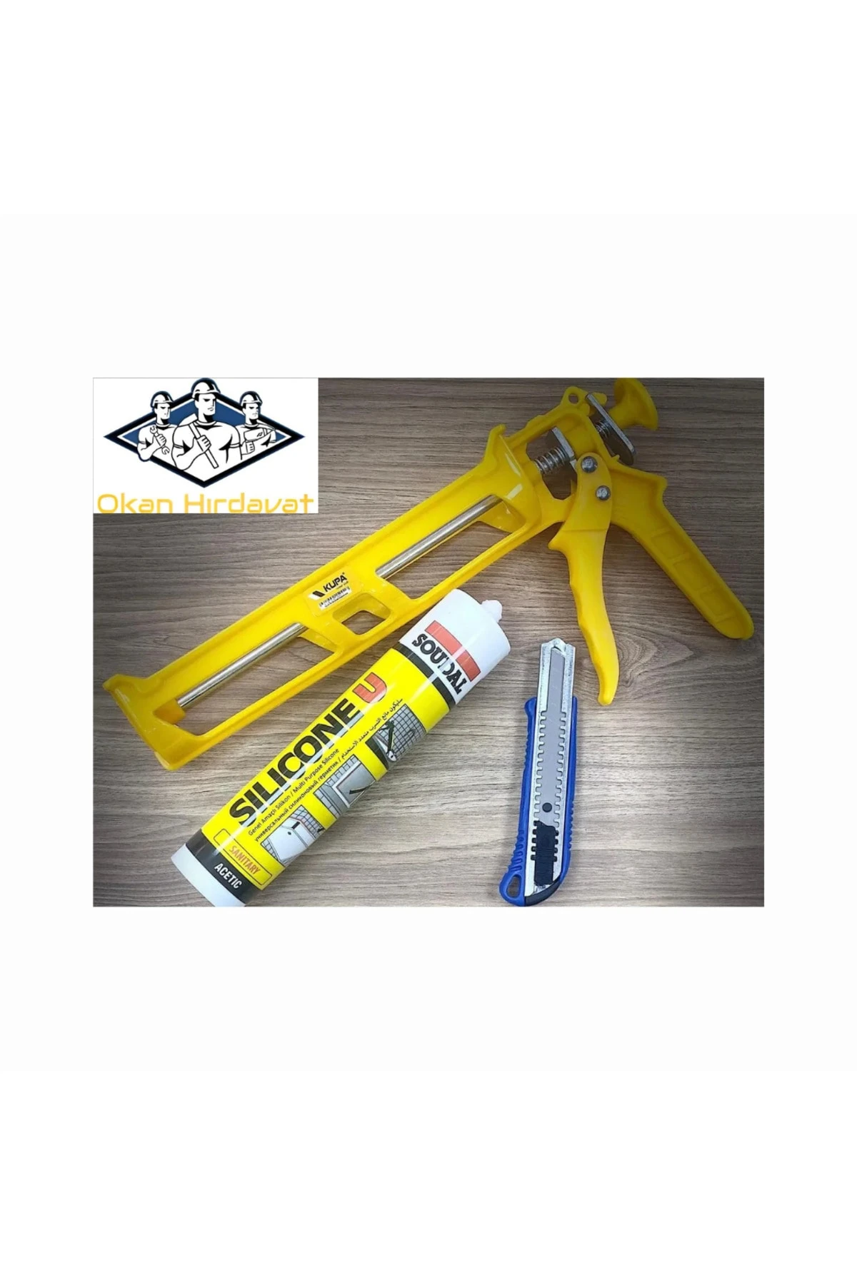 3'LÜ SİLİKON SETİ SİLİKON TABANCASI SOUDAL ŞEFFAF SİLİKON MAKET BIÇAGI