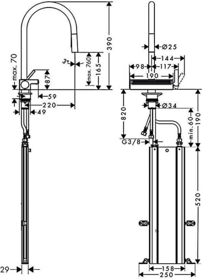 Aquno Select M81 3 Jet Spiralli Eviye Bataryası Mat Siyah 73831670