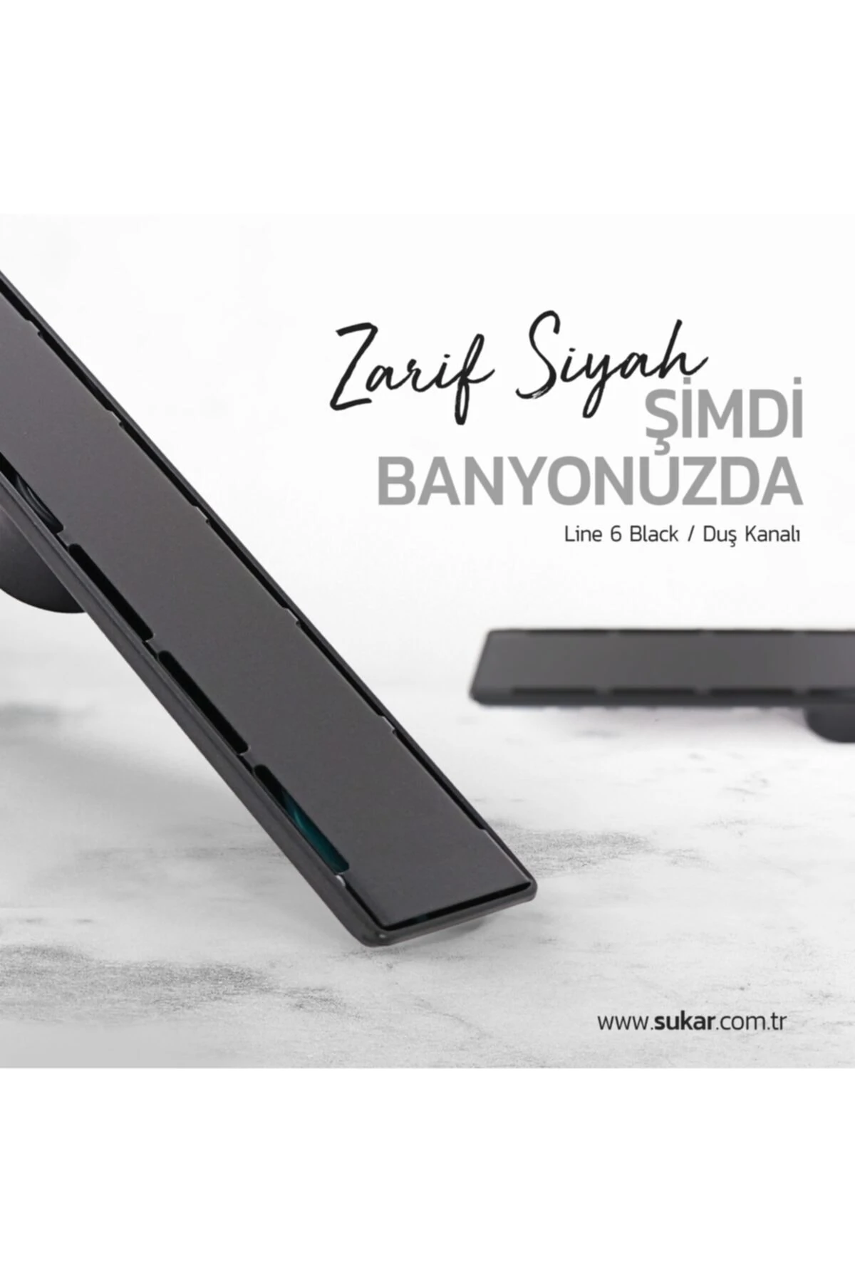 Lıne/6 60 Cm Siyah Plain Izgara, Lineer Duş Kanalı