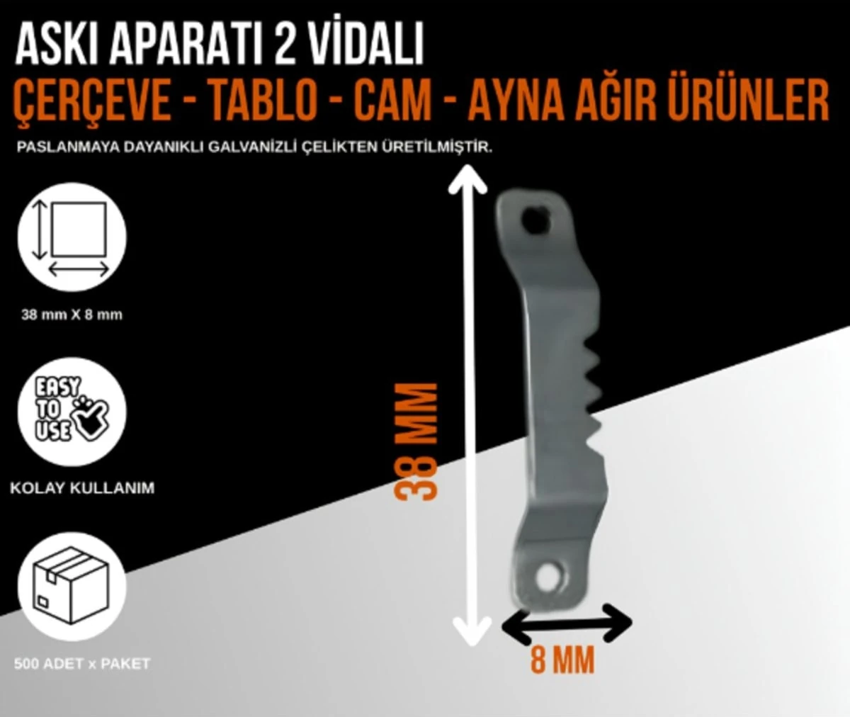 Vidalı Tırtıl Askı Küçük 20 Adet ve Montaj Vidaları