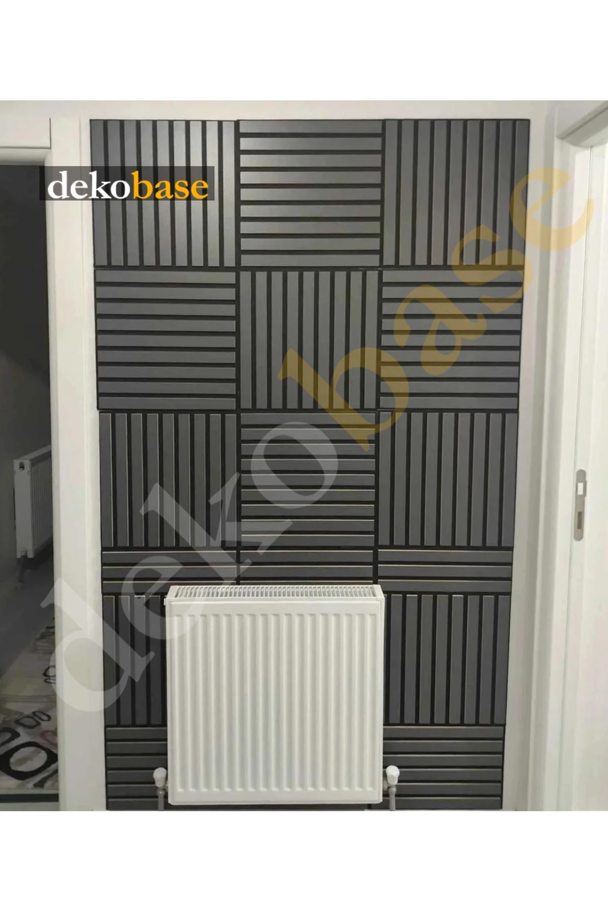 Antrasit (10 ADET) 40x40cm Yeni Nesil Akustik Ahşap Duvar Paneli