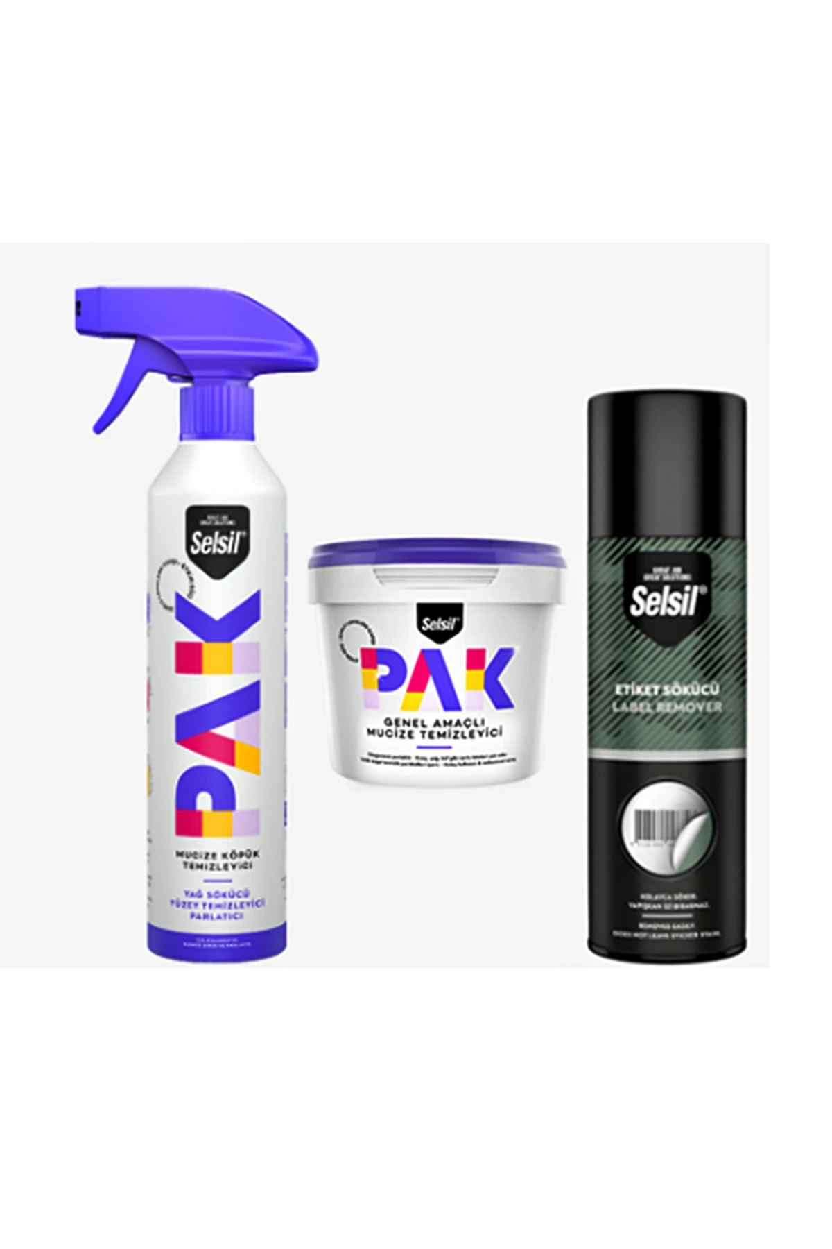 Üçlü Temizlik Seti - Pak Krem 500 gr / Pak Mucize Köpük Temizleyici 500 ml / Etiket Sökücü 200 ml