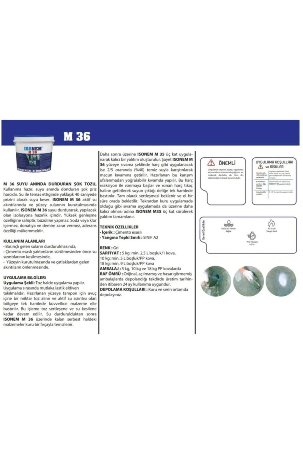 M36 Suyu Anında Donduran Şok Tozu 18 Kg