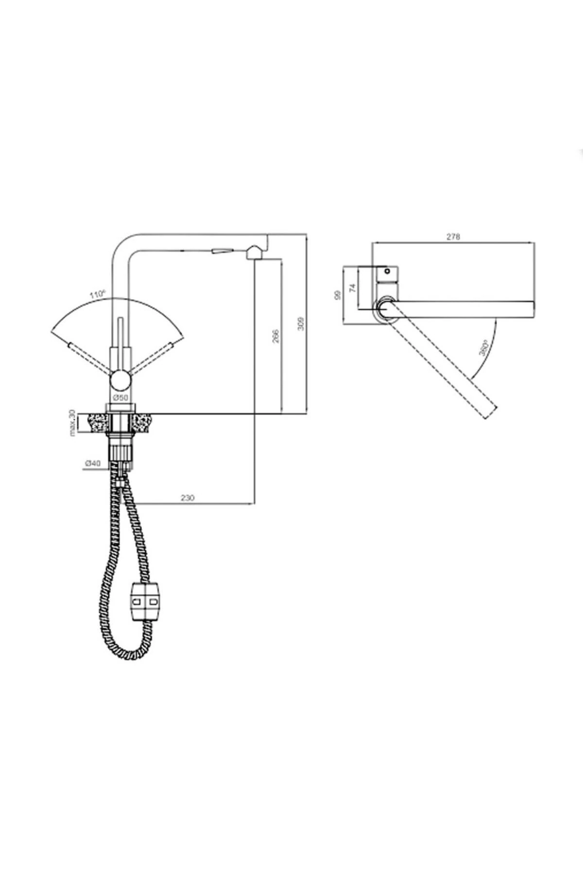 Gastro L Pull Out Mutfak Bataryası 2 Fonksiyonlu Mat Siyah+Ücretsiz Yetkili Servis Montajı