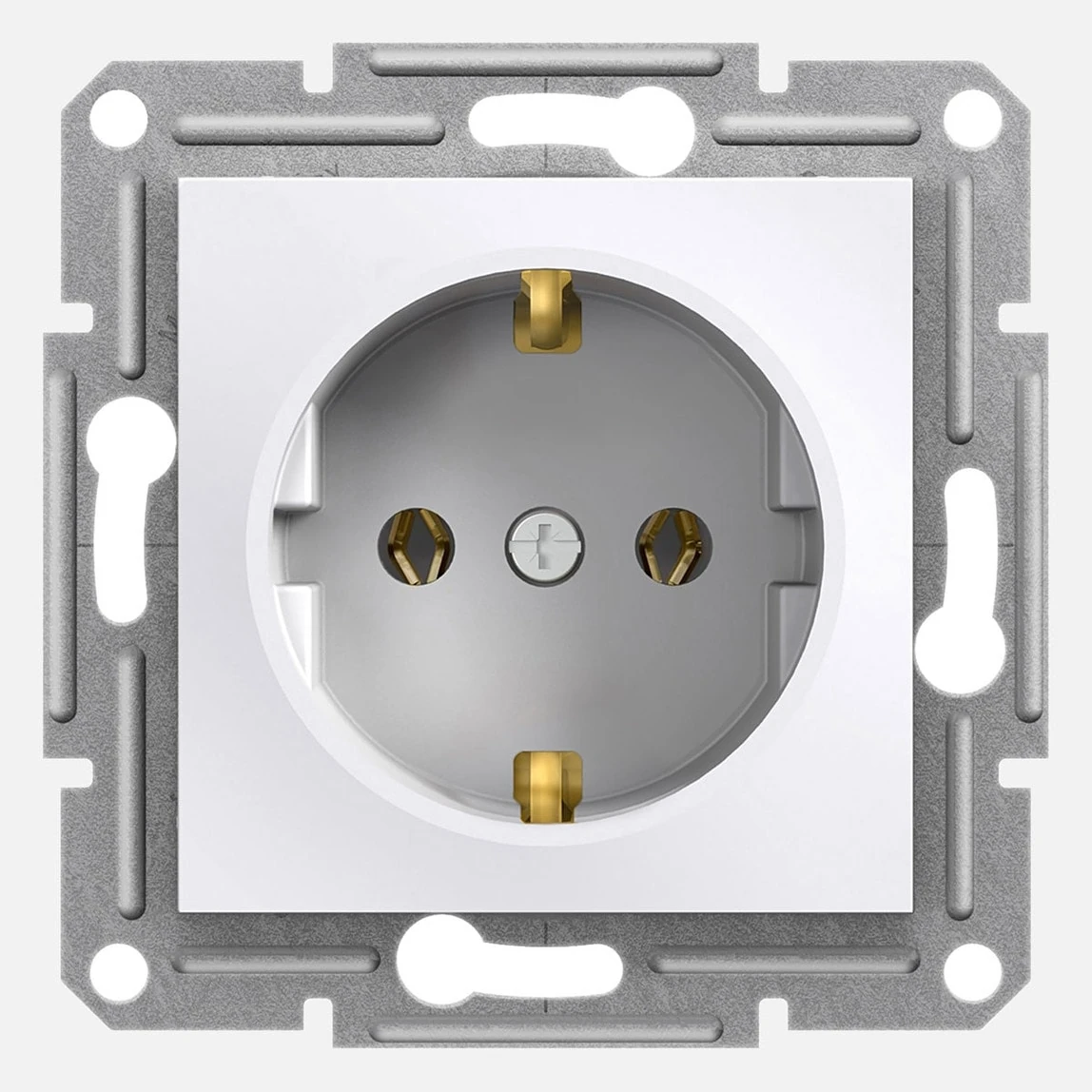 Asfora Çocuk Korumalı Topraklı Priz Beyaz, Vidalı, Çerçevesiz