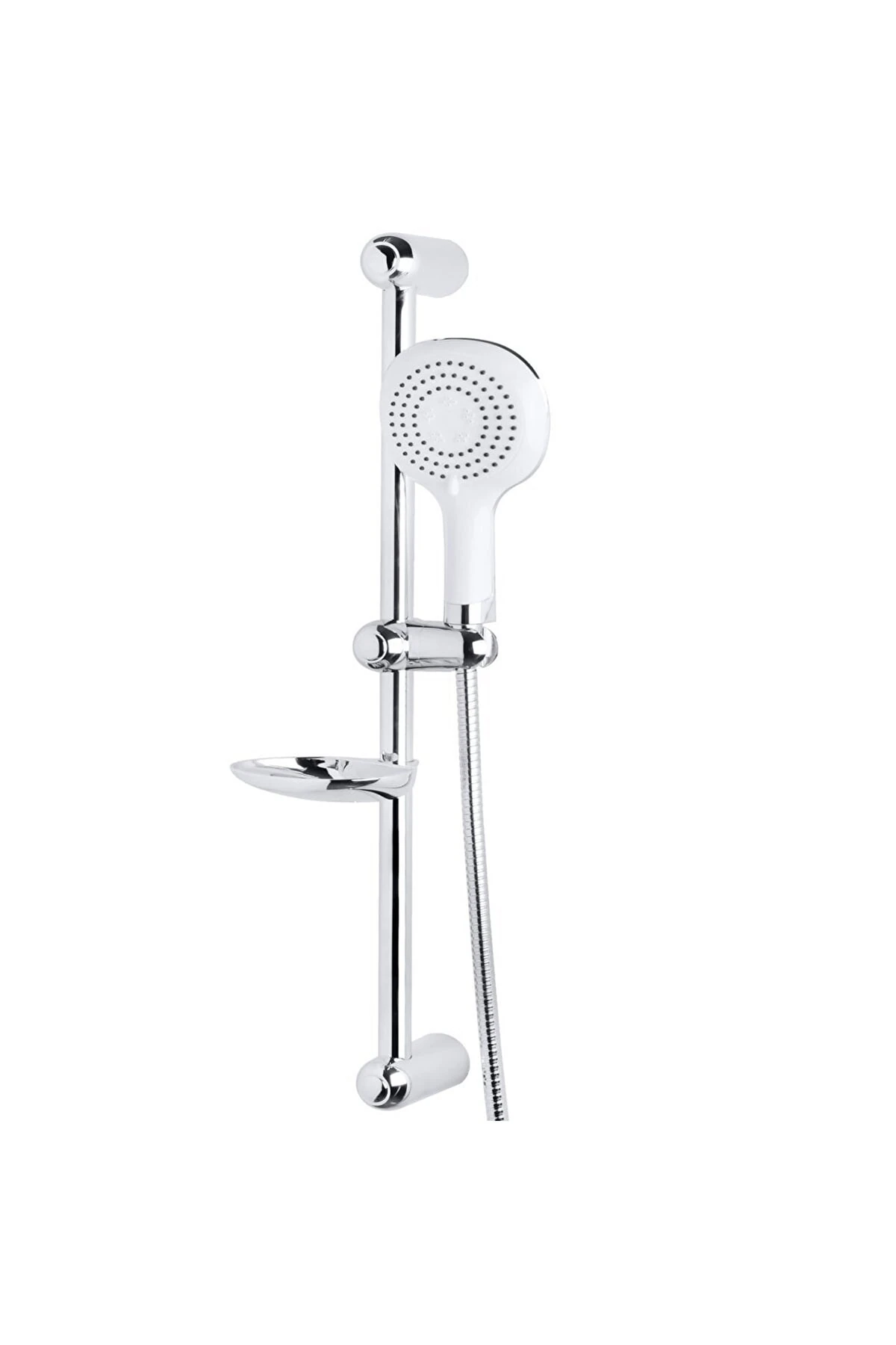 Platin Hidro Masaj 5 Fonksiyonlu Mafsallı Tasarruf Sistemli Sürgülü Duş Seti Beyaz Başlık