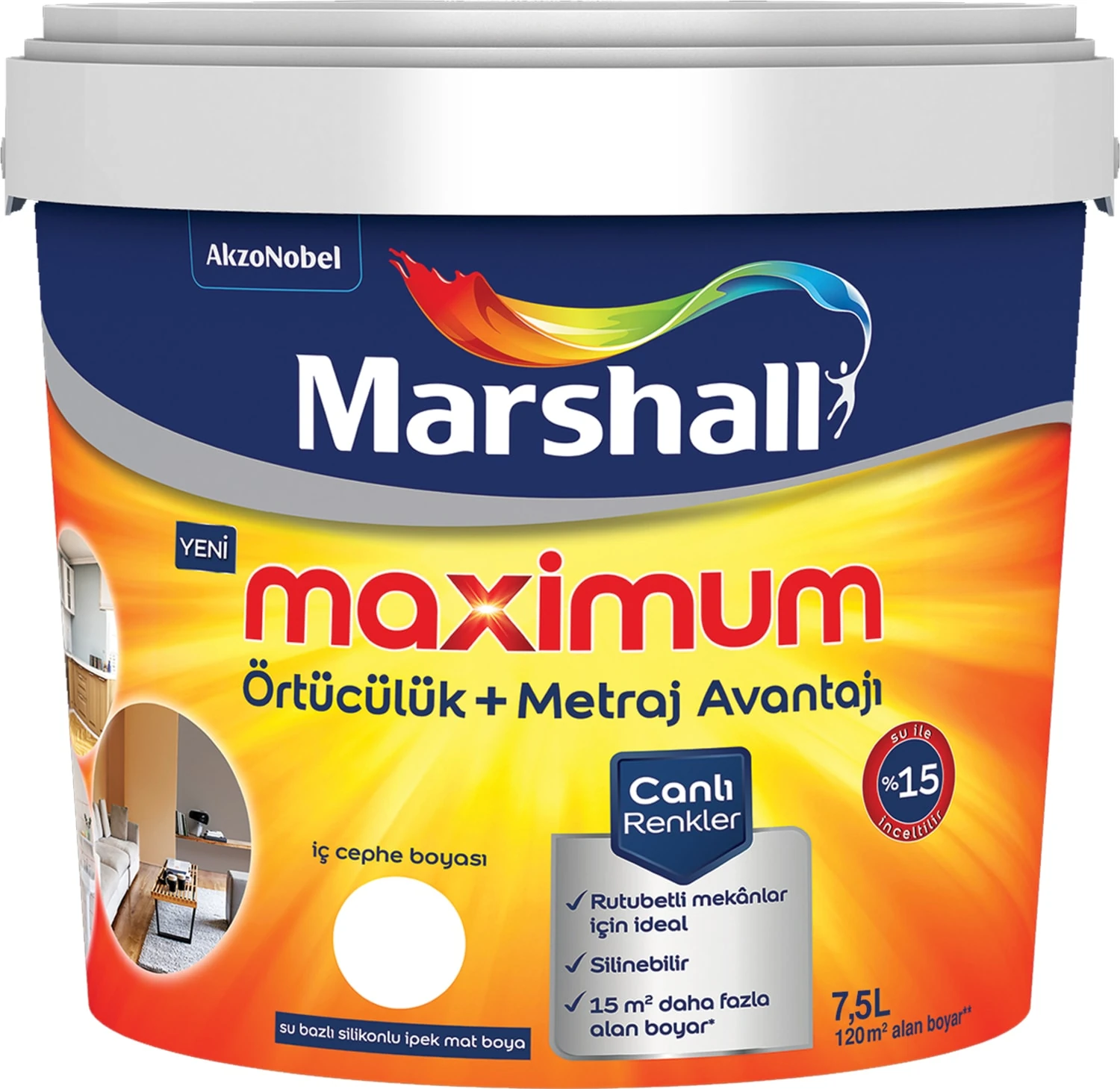 Maximum Silikonlu İpek Mat Fildişi 7,5 lt. (10 kg)