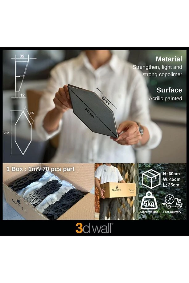 3 Boyutlu Dekoratif Duvar Paneli (1M2) (-BEYAZ-)