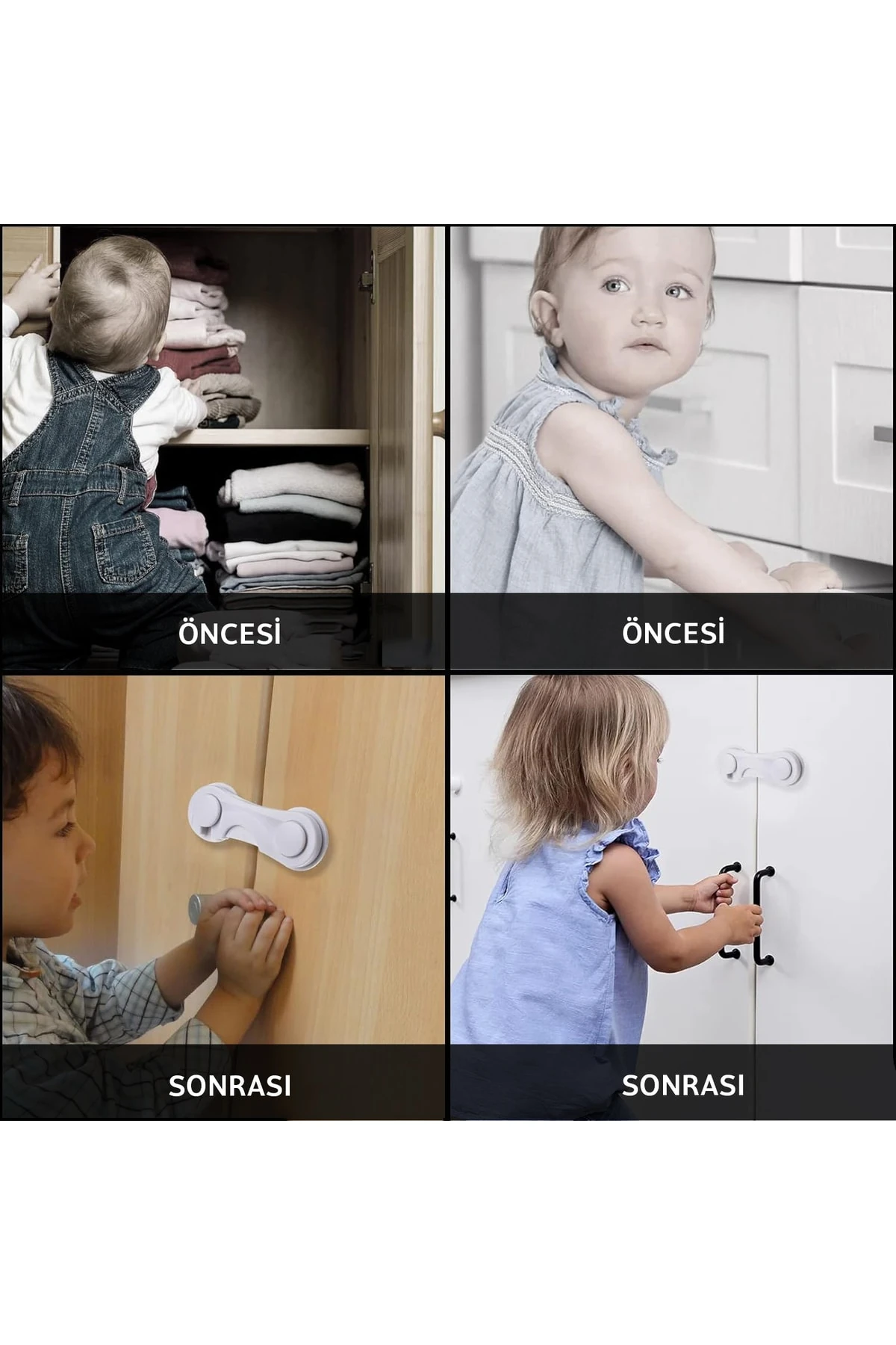 (10 ADET) Çok Amaçlı Dolap Kilidi Seti Bebek Ve Çocuk Güvenlik Kilidi