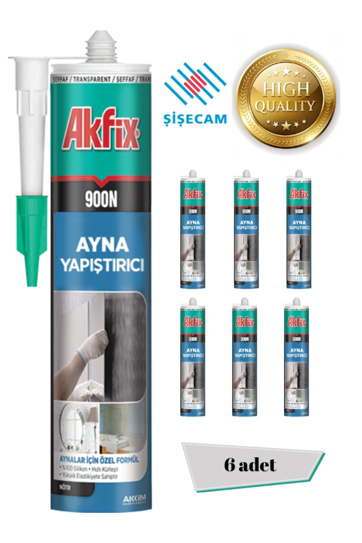 AKFİX 900N AYNA YAPIŞTIRICI (ŞİŞECAM ONAYLI 6 adet