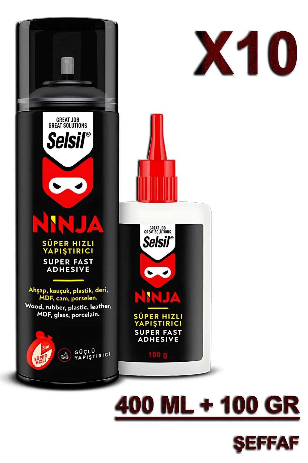 Ninja Hızlı Yapıştırıcı 400 ML+100 Gr (10 Adet)