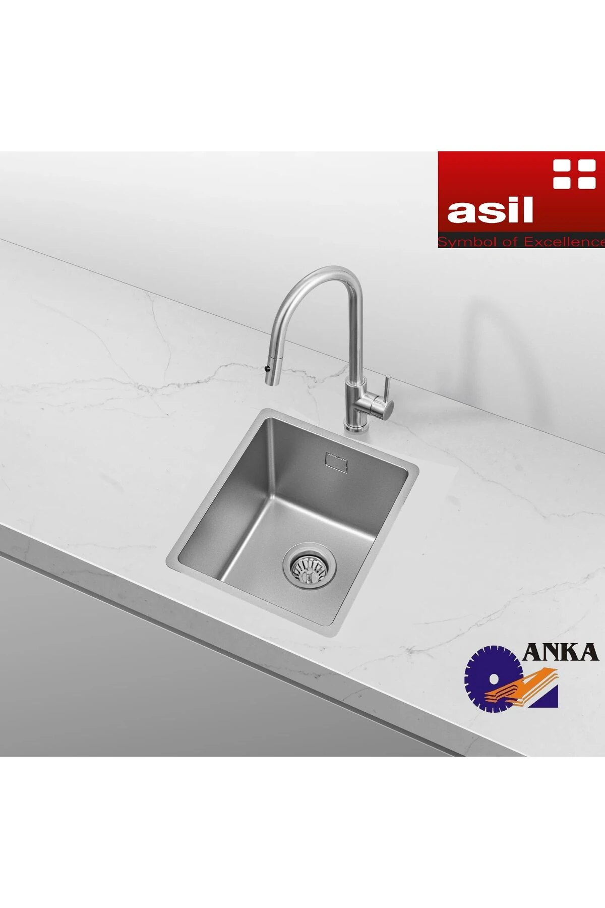 Drawn R15 Series As 357 40×40 Cm Paslanmaz Çelik Mutfak Evyesi, Mutfak Lavabosu