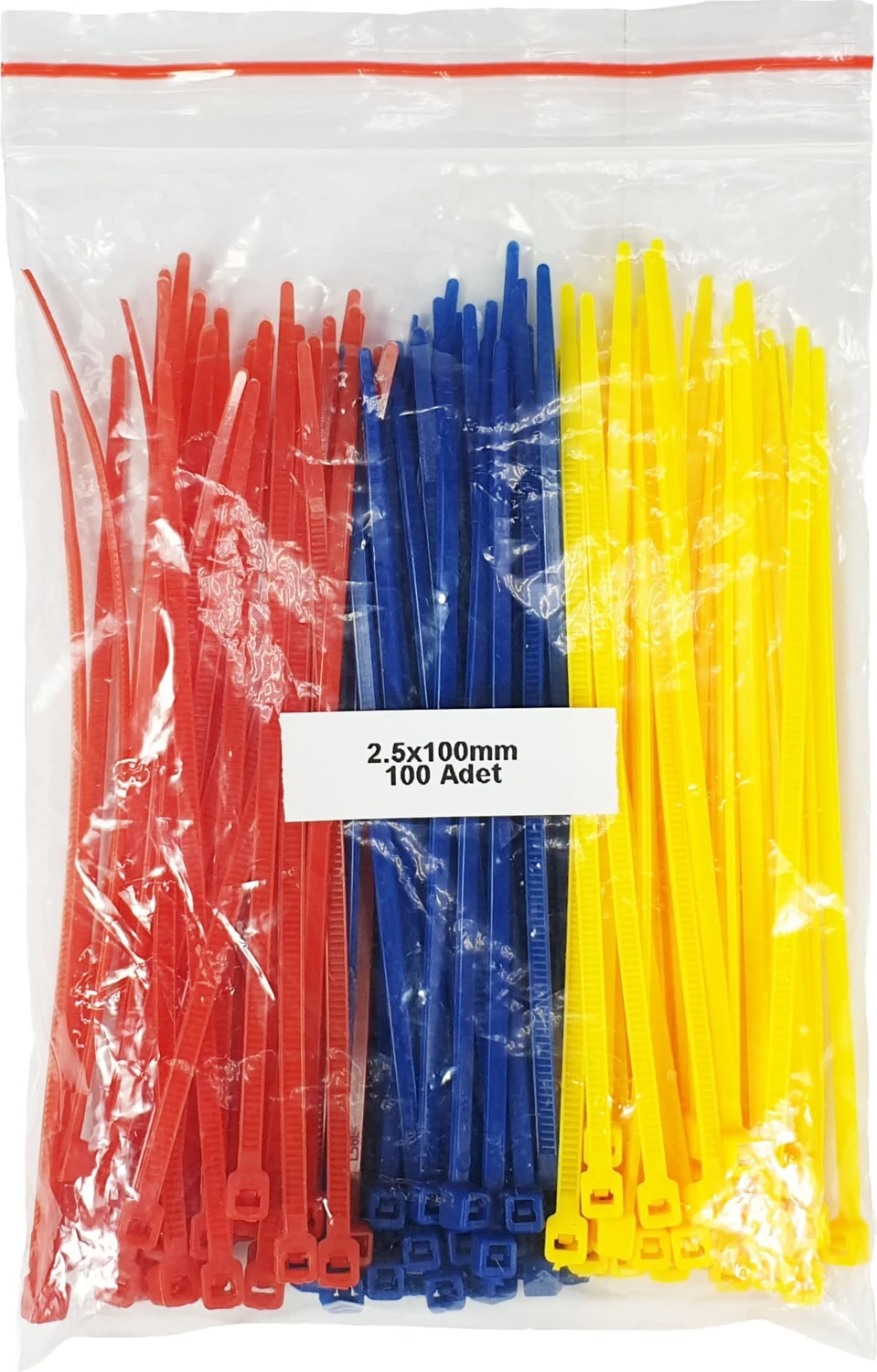 Plastik Kablo Bağı-Sarı+Kırmızı+Lacivert - 2,5MMX100MM-(100 Adet)