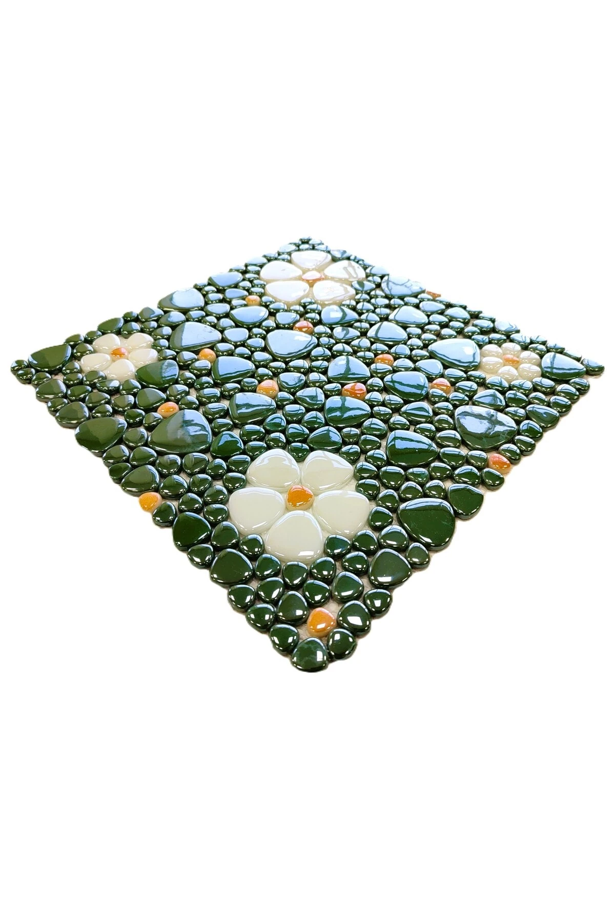 Mutfak, Banyo, Havuz, ve tüm yüzeyler için Çiçek desenli Cam Mozaik (5 File=0.5m2 Fiyatıdır)