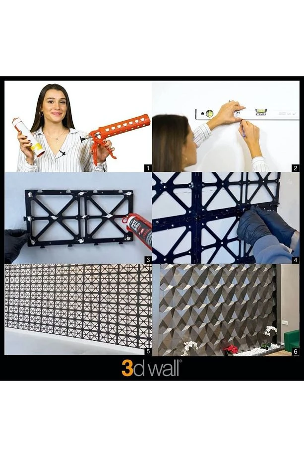 Penta 3 Boyutlu Dekoratif Duvar Paneli (1M2) (-SİYAH-)