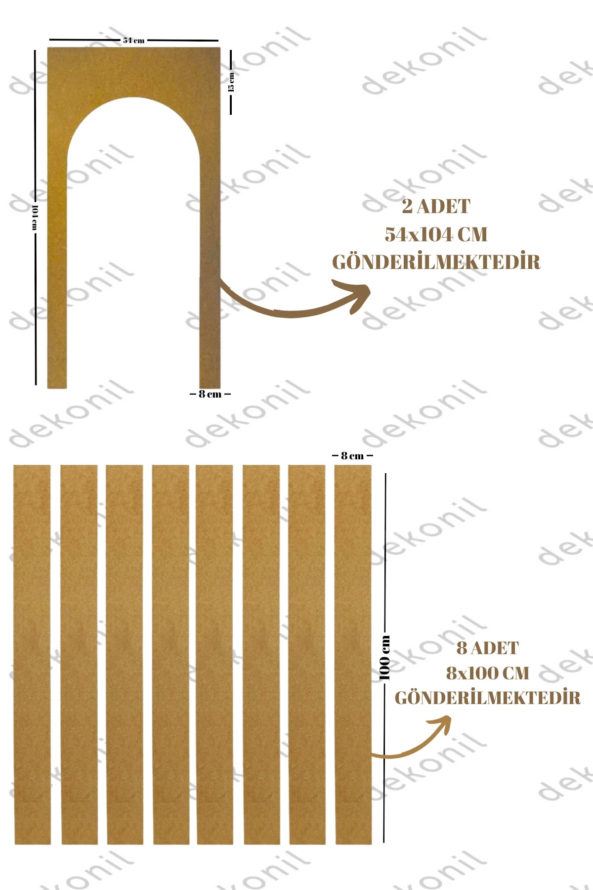 Pinterest Boyanabilir Yarım Oval MDF Kemer Duvar Paneli 54*300 cm (2 Adet)