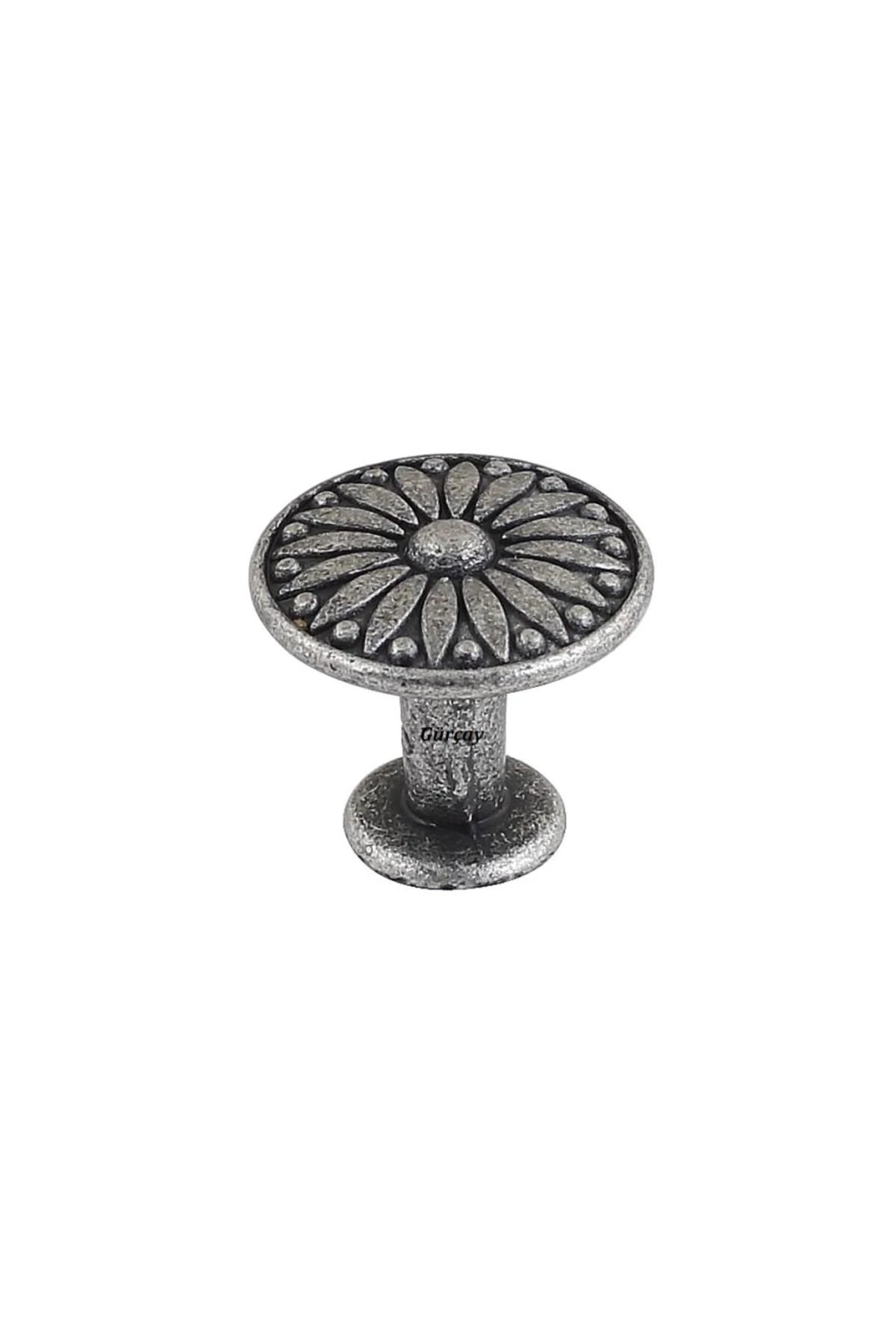 Papatya Düğme Kulp Antik Gümüş (2 Adet)