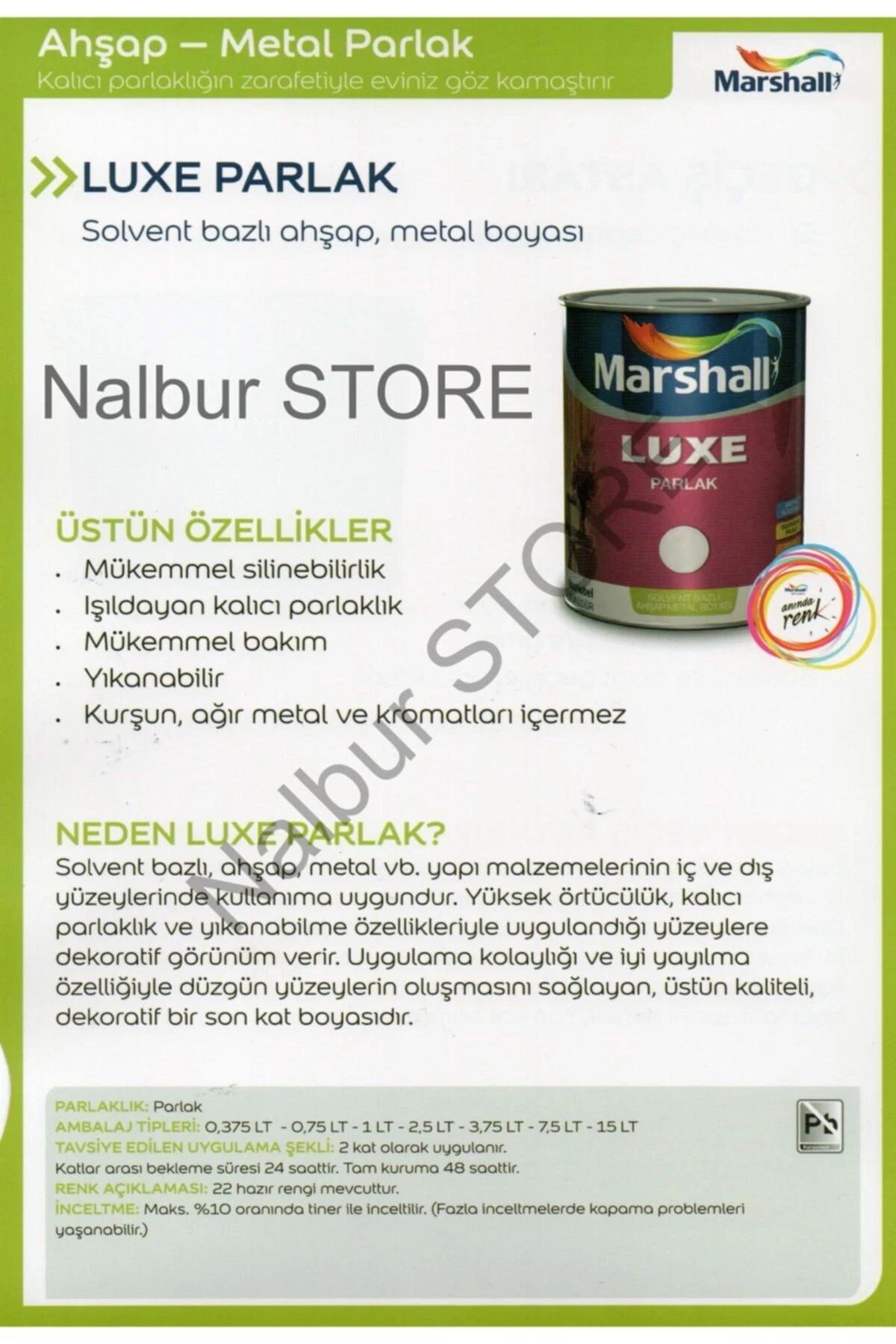 Luxe Parlak Yağlı Boya-0.75lt=1kg-ahşap-demir-plastik Boyamada Mükemmel Sonuç+boyama Seti
