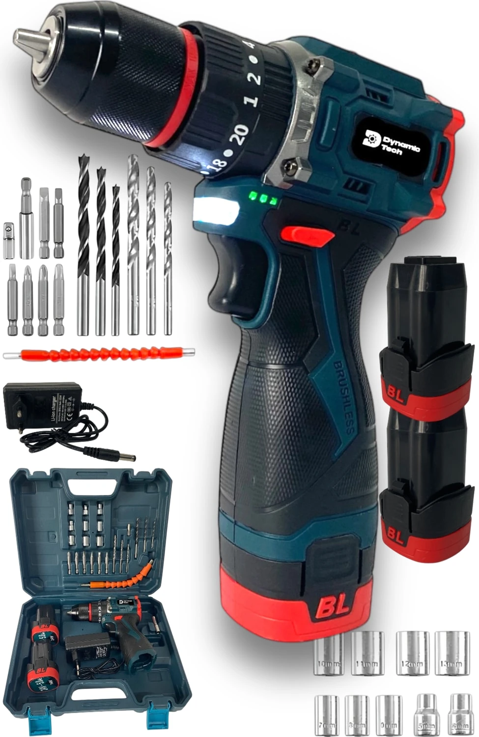 Kömürsüz Darbeli Şarjlı Matkap Lion Armut Batarya Metal Şanzıman Çift Akülü Vidalama Setli