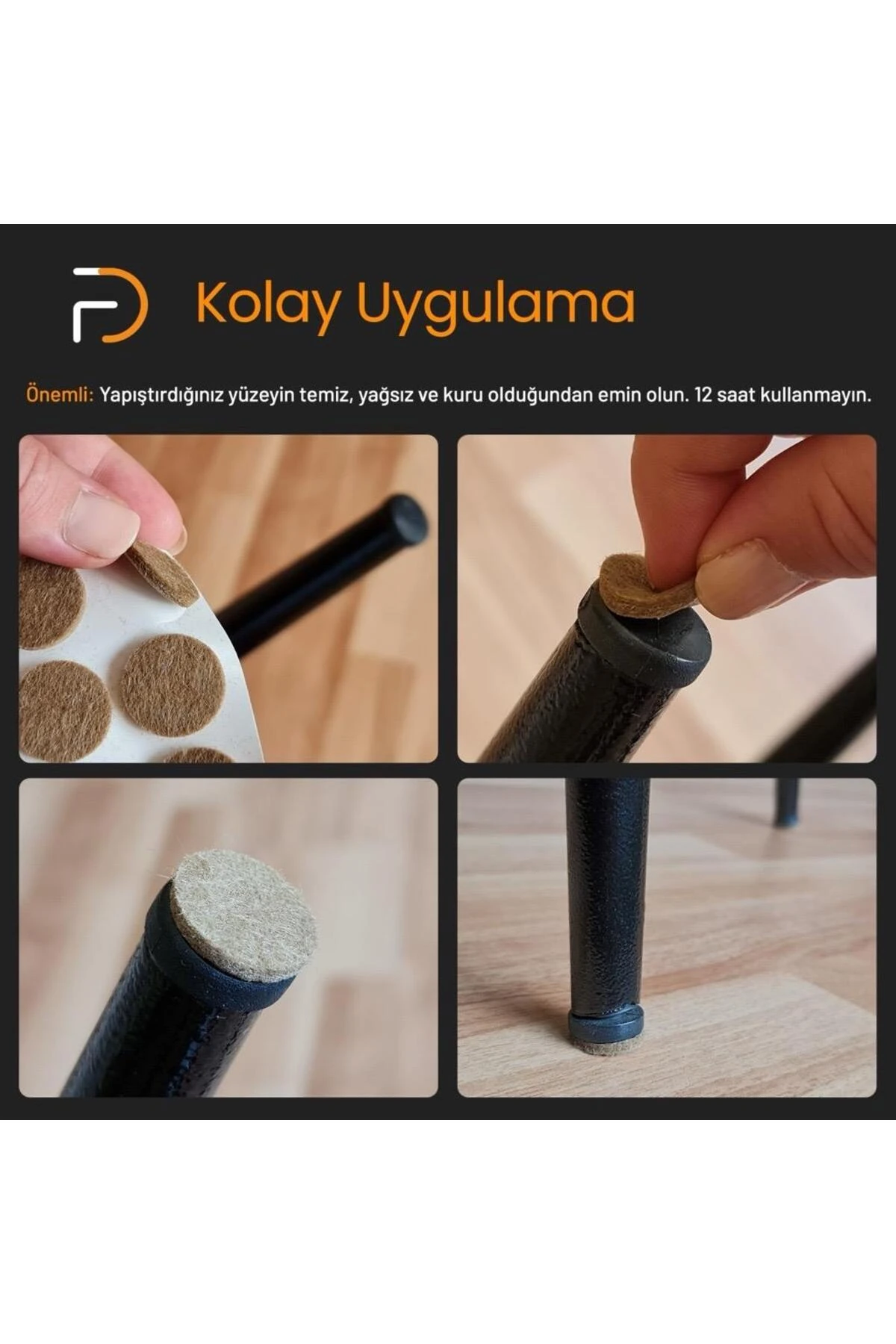 Kendinden Yapışkanlı Yuvarlak Keçe 50 mm Kahverengi 8 Parça