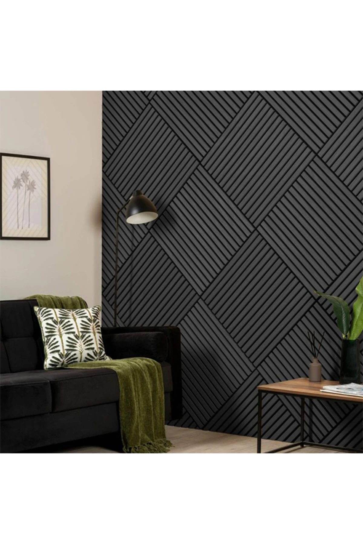 Antrasit (10 ADET) 40x40cm Yeni Nesil Akustik Ahşap Duvar Paneli