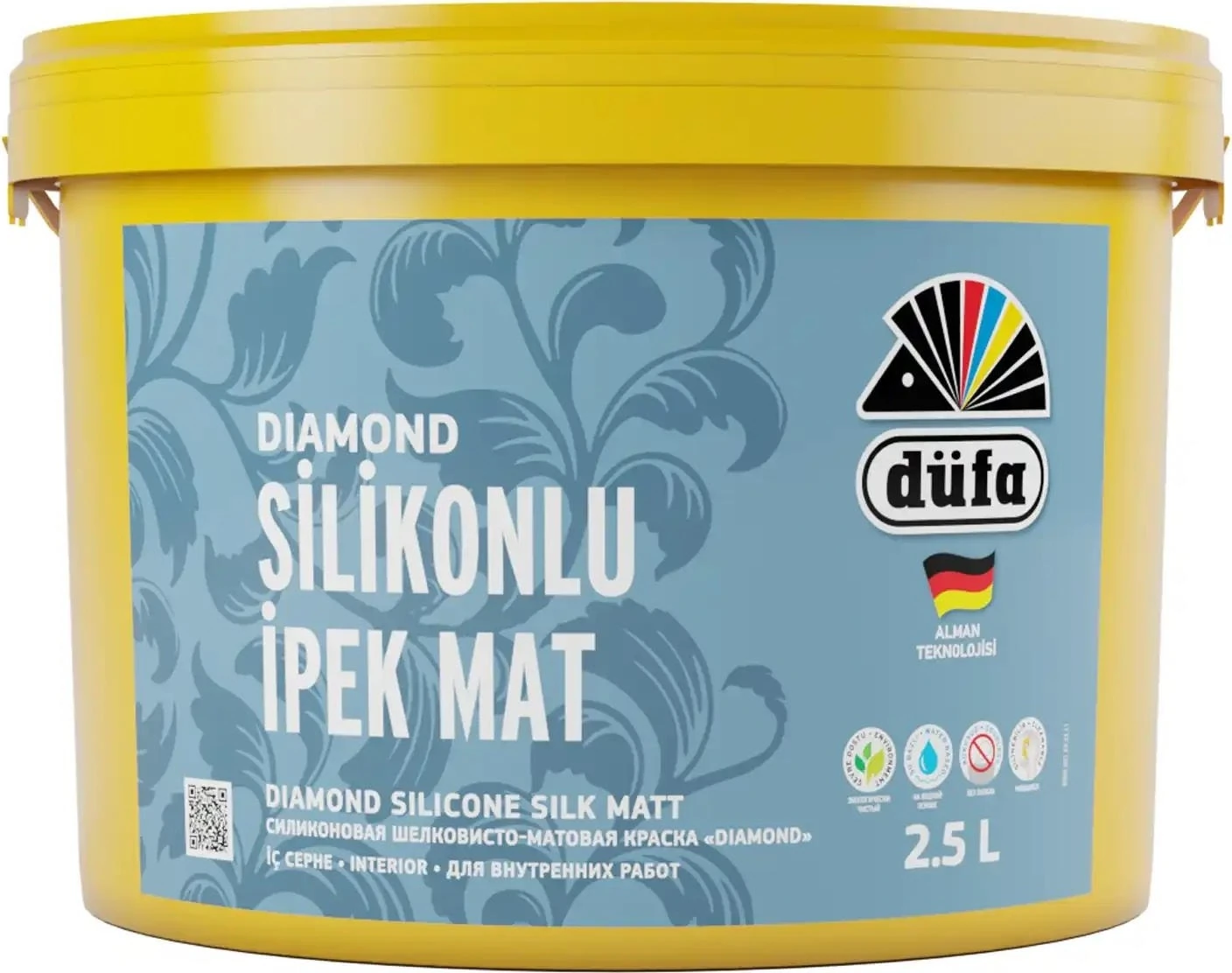 Diamond Silikonlu İpek Mat İç Cephe Duvar Boyası Beyaz 2.5 l