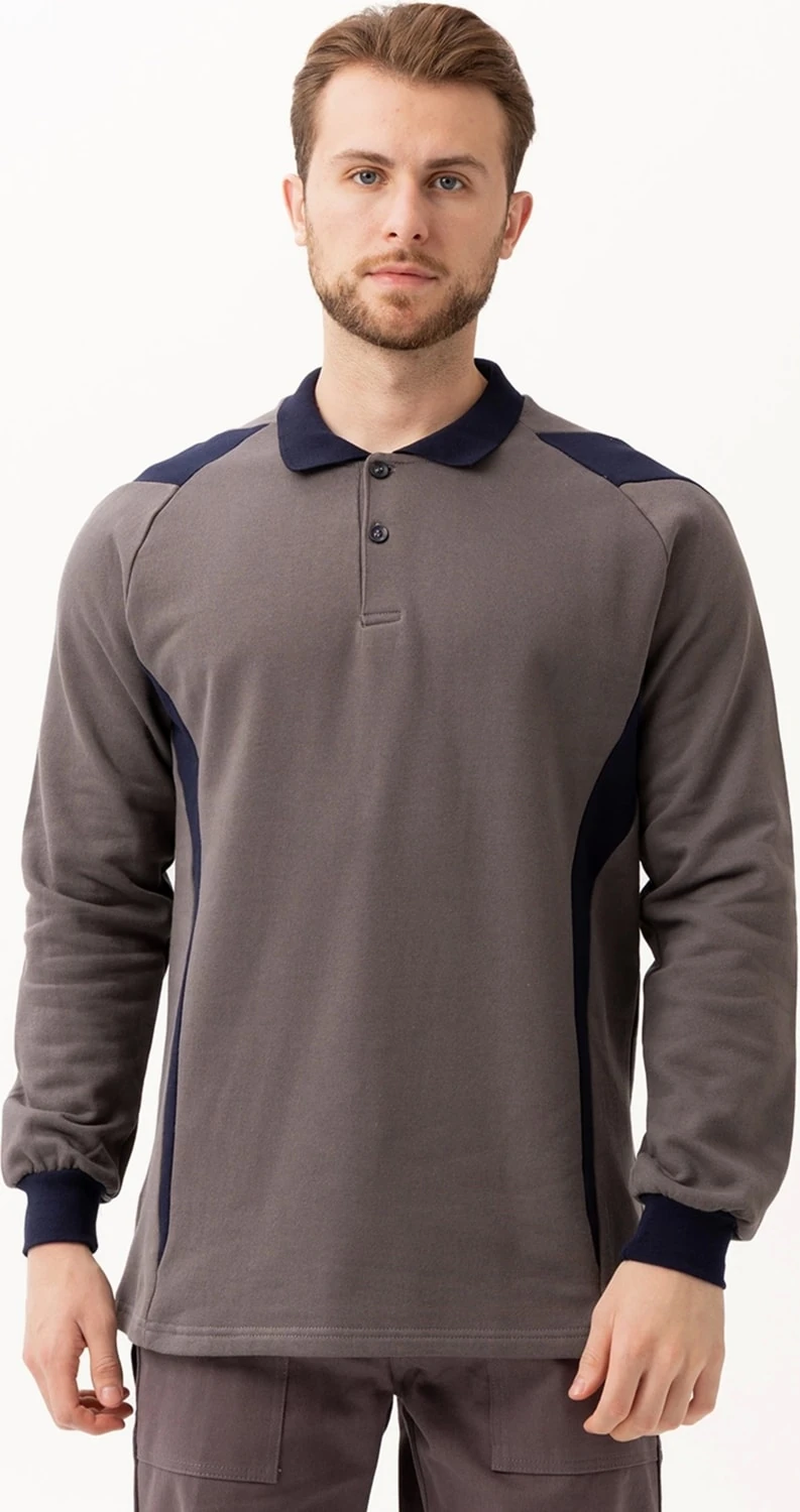 Flora Polo Yaka Sweatshirt - Uzun Kollu, Rahat Kesim, Pamuklu, Günlük ve Iş Kullanımı Için