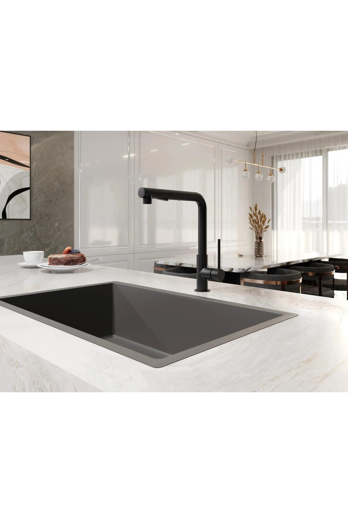Gastro L Pull Out Mutfak Bataryası 2 Fonksiyonlu Mat Siyah+Ücretsiz Yetkili Servis Montajı
