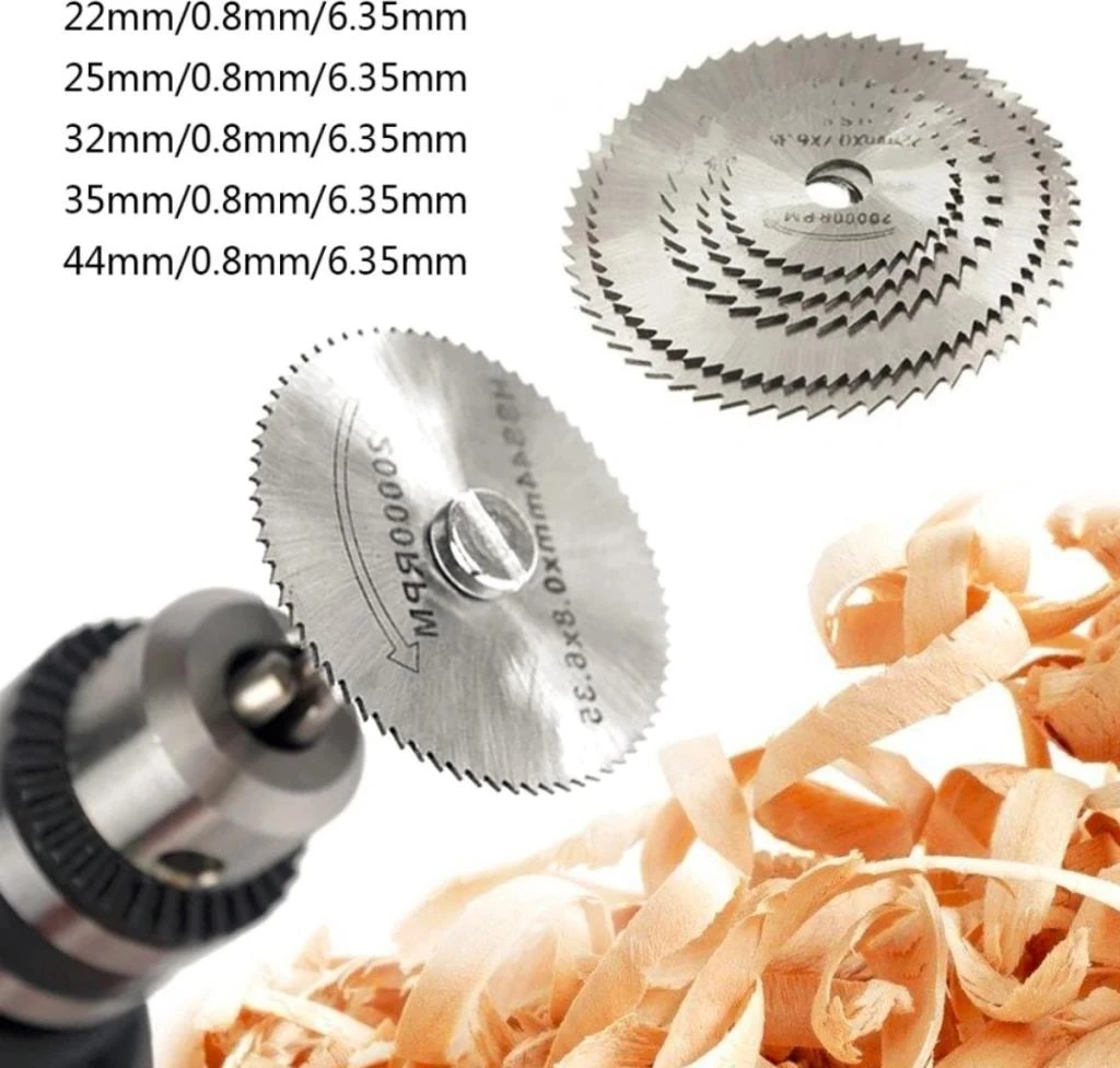 Metal 6 Parça Mini Matkap Ucu Ahşap Kesme Yuvarlak Çelik Bıçak Disk Testere Seti Kiti